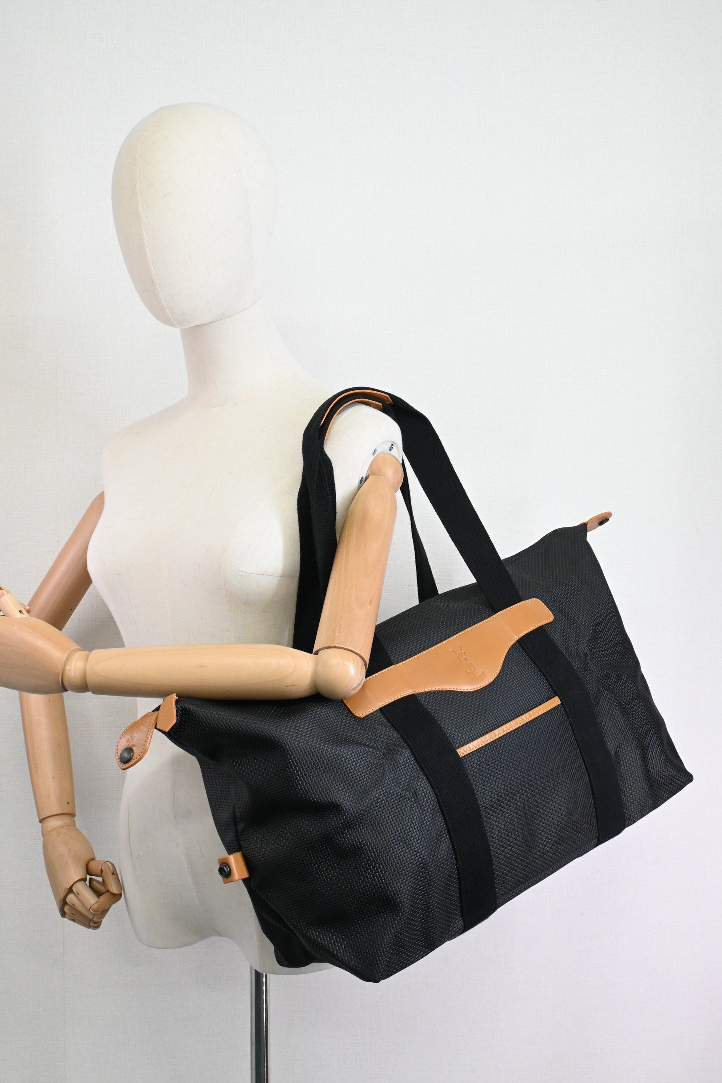 YSL Saint Laurent Large Tote in Black Coated Canvas