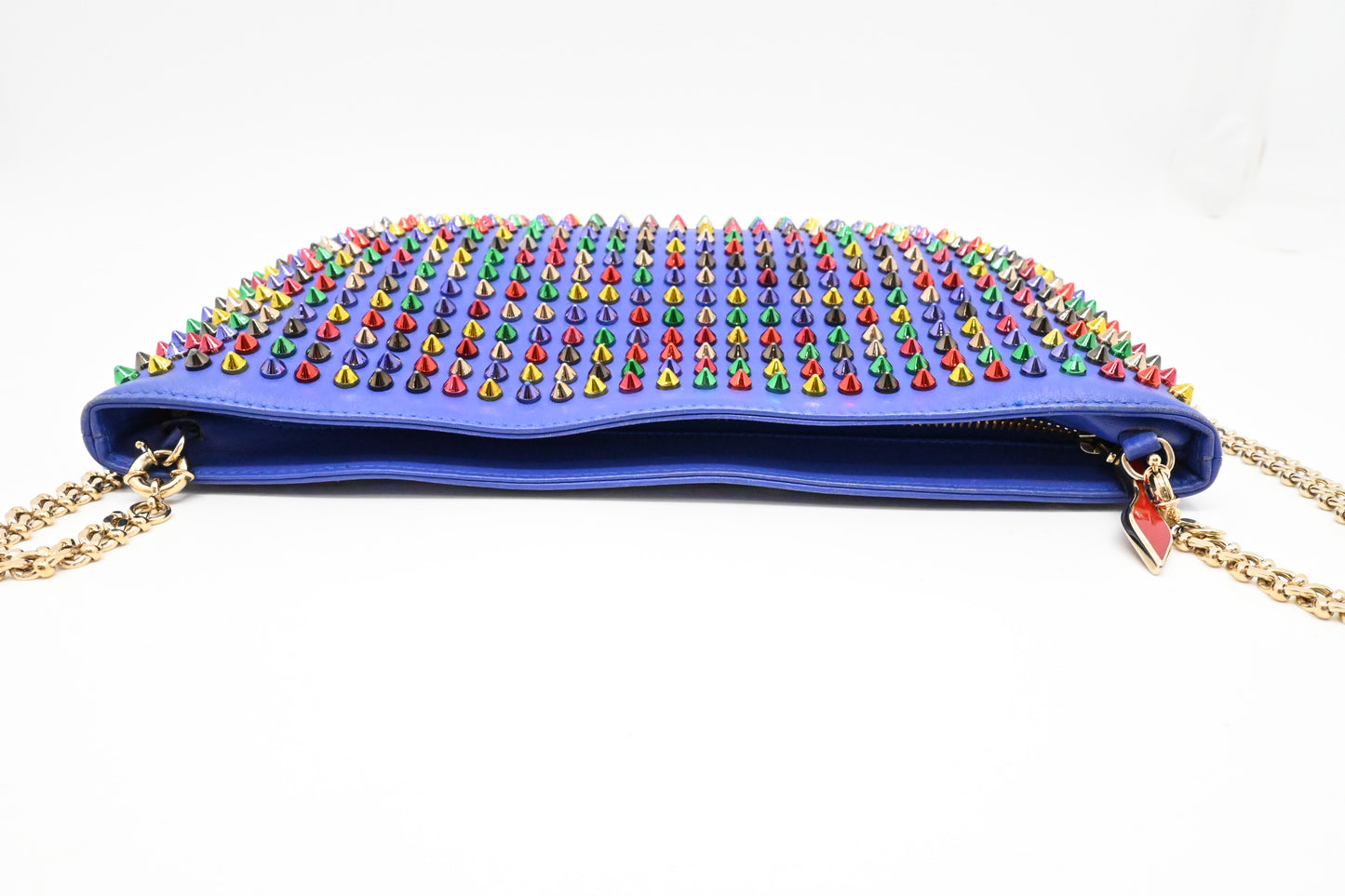 Louboutin Loubiposh Clutch in Blue Purple Spiked Leather