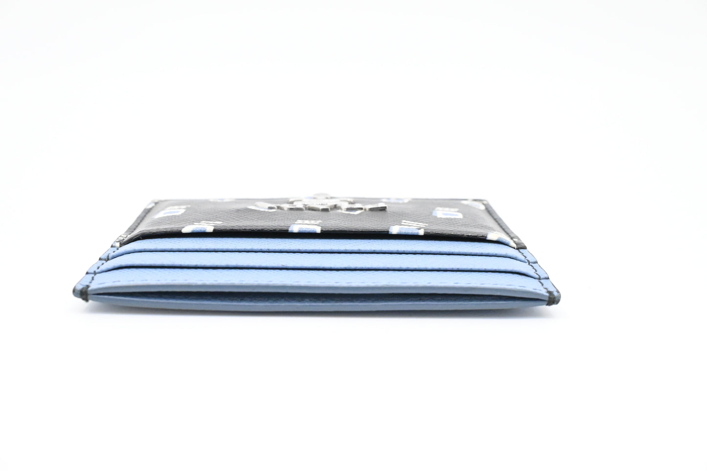 Prada Card Holder in Black and Blue Saffiano Leather