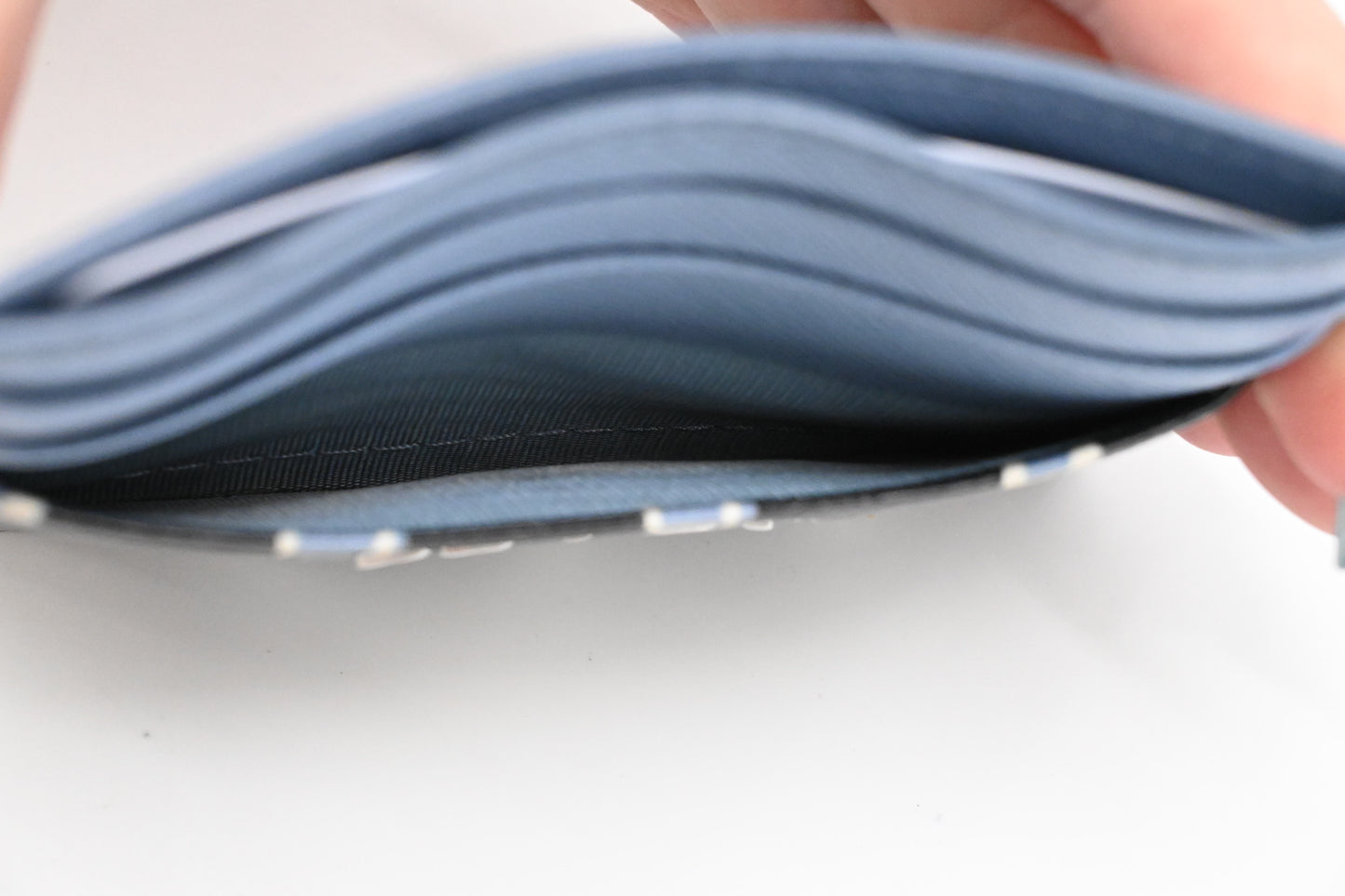 Prada Card Holder in Black and Blue Saffiano Leather
