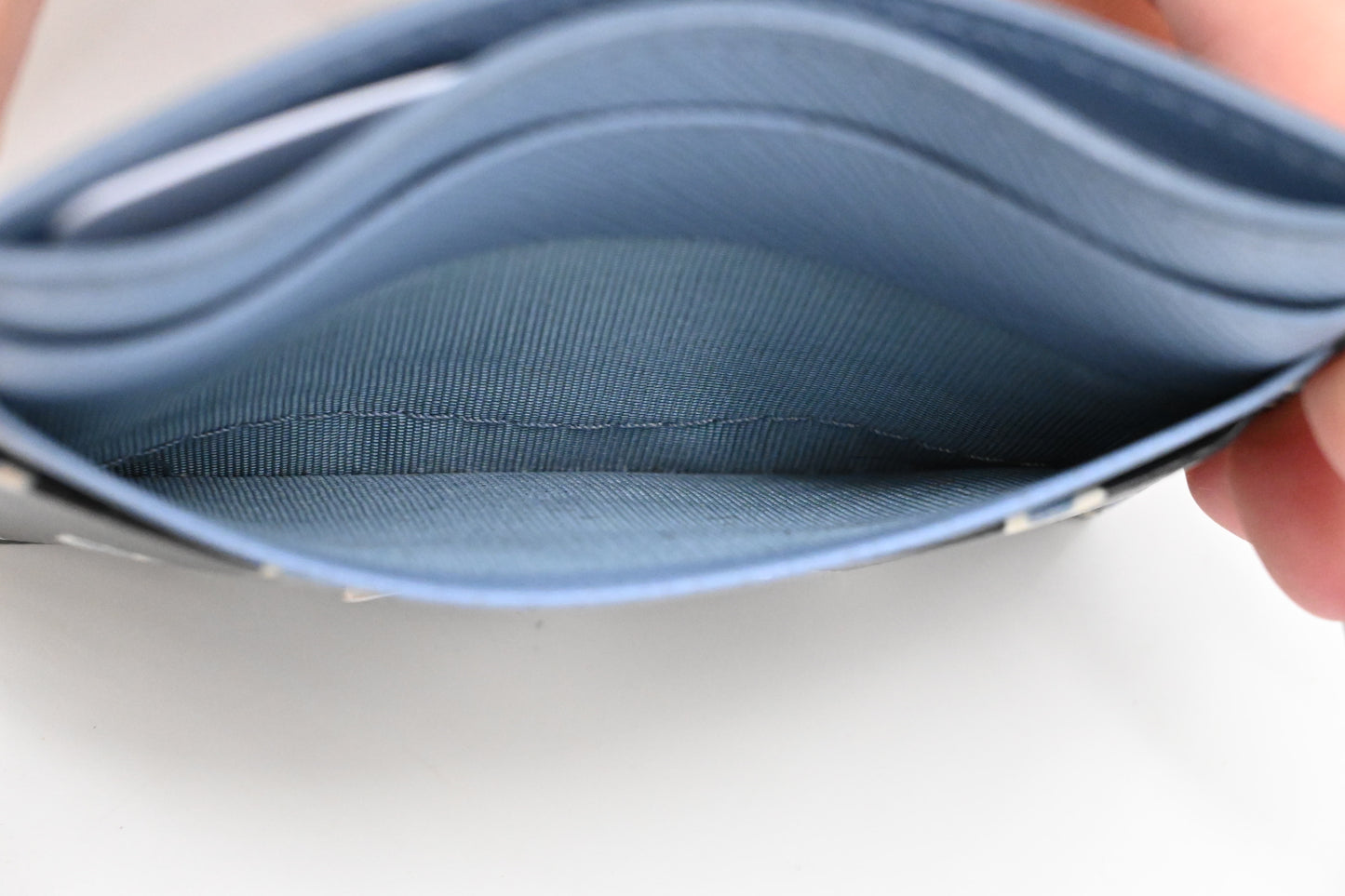 Prada Card Holder in Black and Blue Saffiano Leather