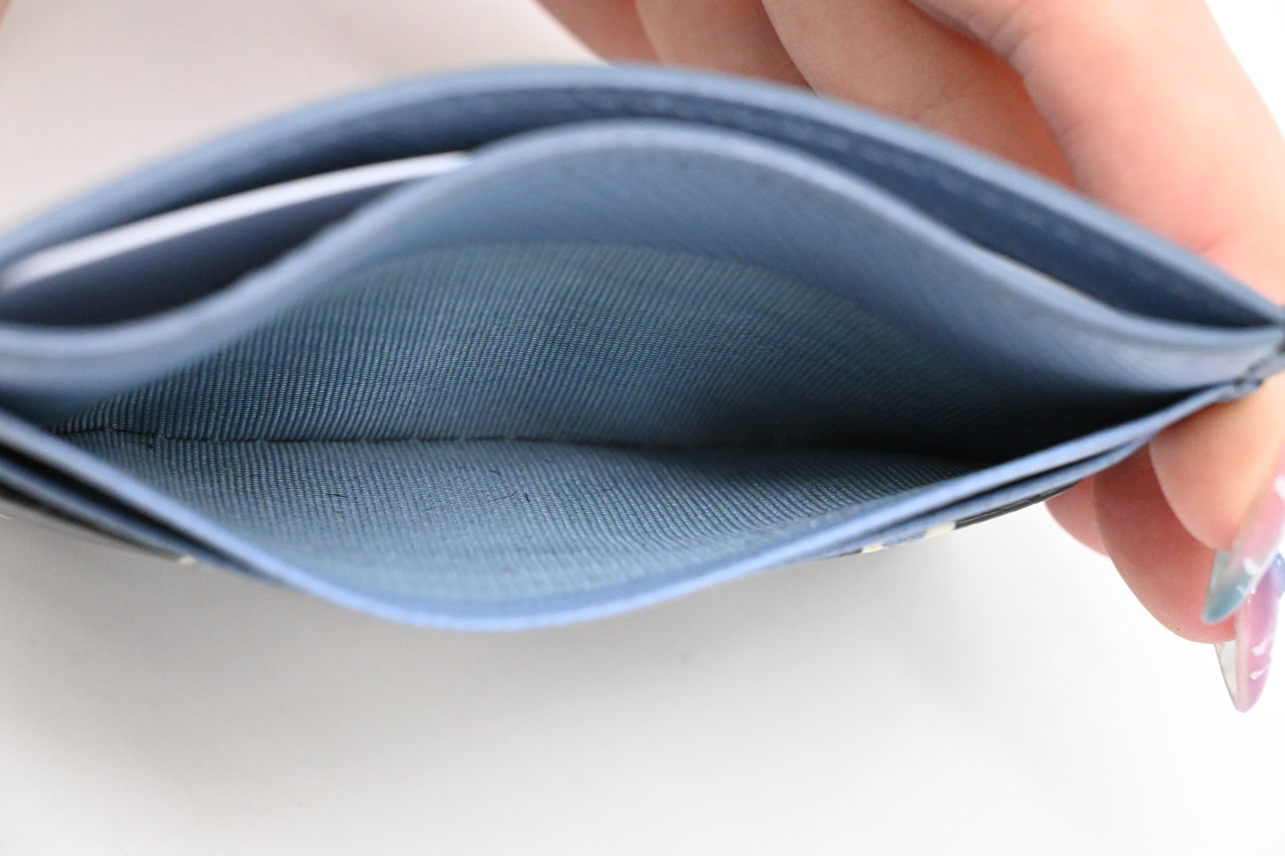 Prada Card Holder in Black and Blue Saffiano Leather