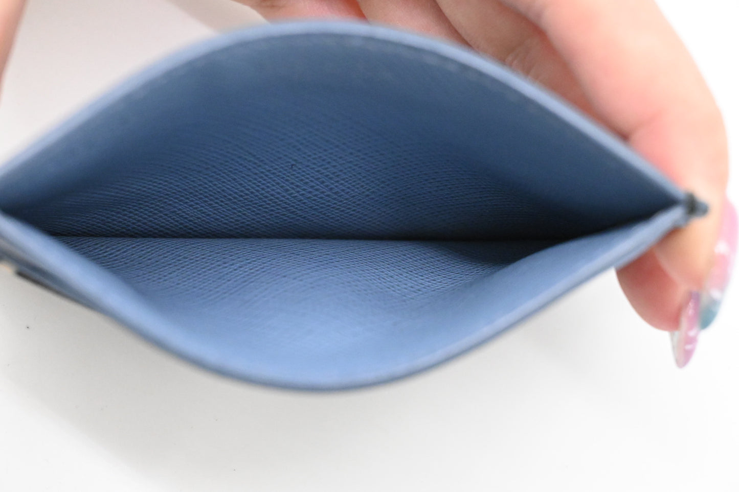 Prada Card Holder in Black and Blue Saffiano Leather