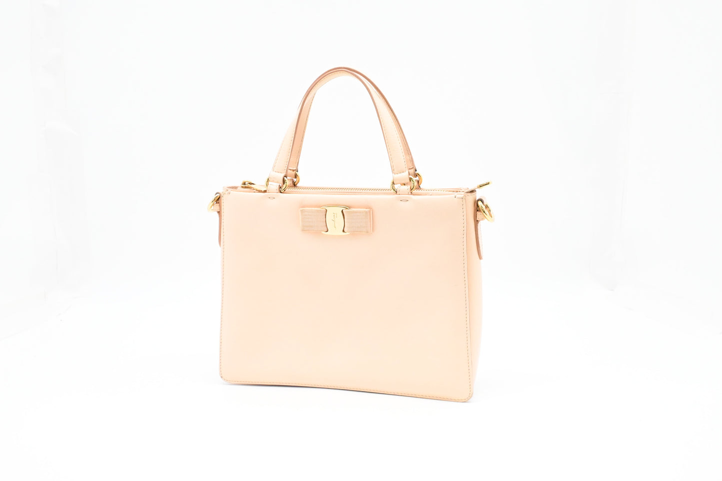 Ferragamo Vara Handbag in Peach Leather