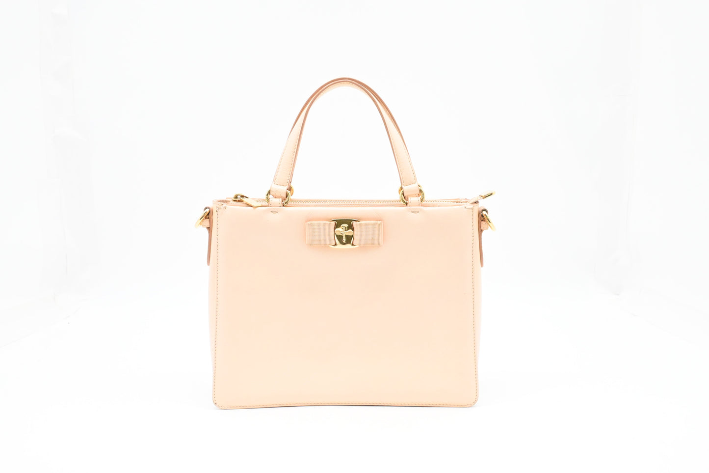 Ferragamo Vara Handbag in Peach Leather