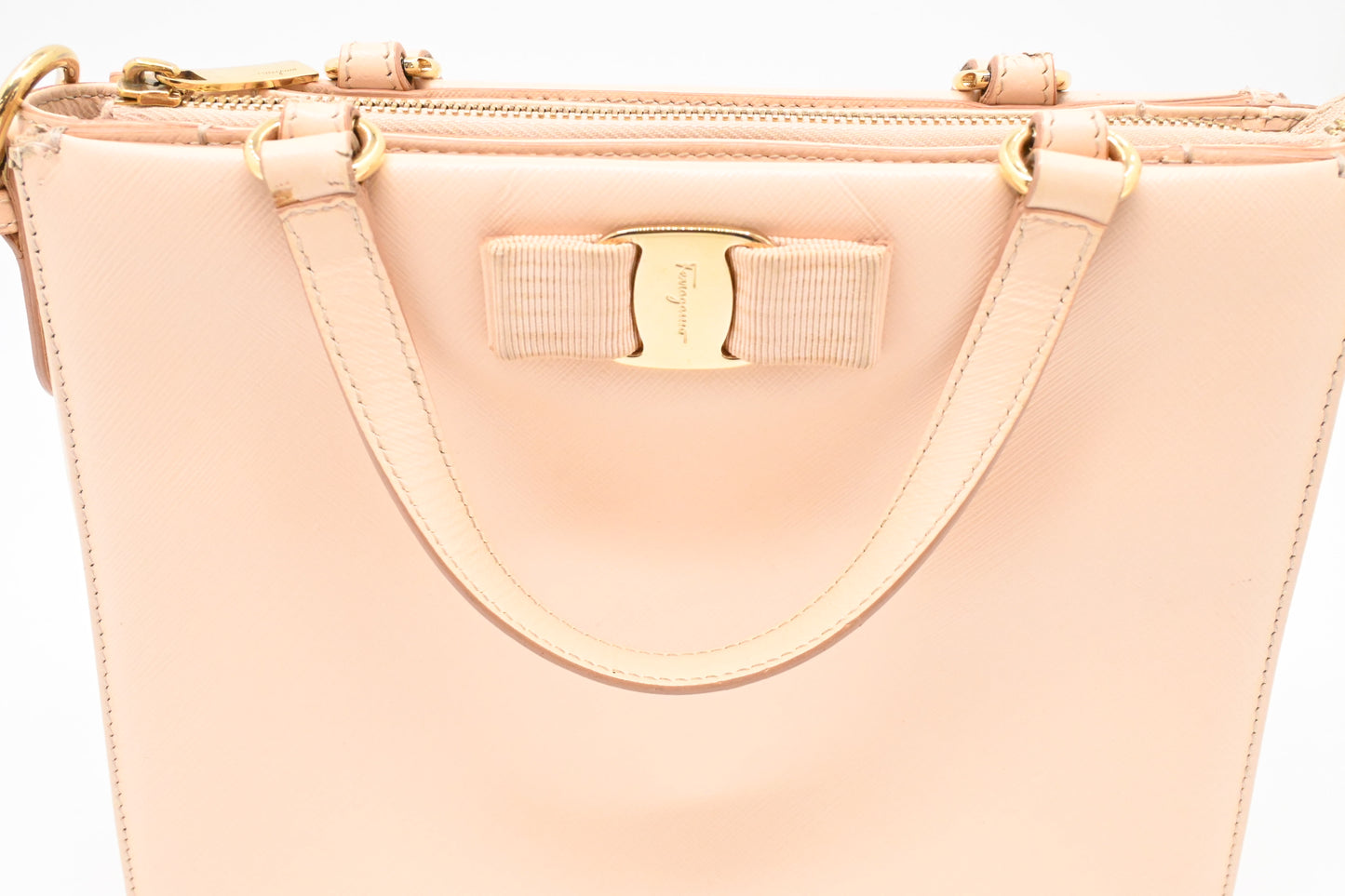 Ferragamo Vara Handbag in Peach Leather