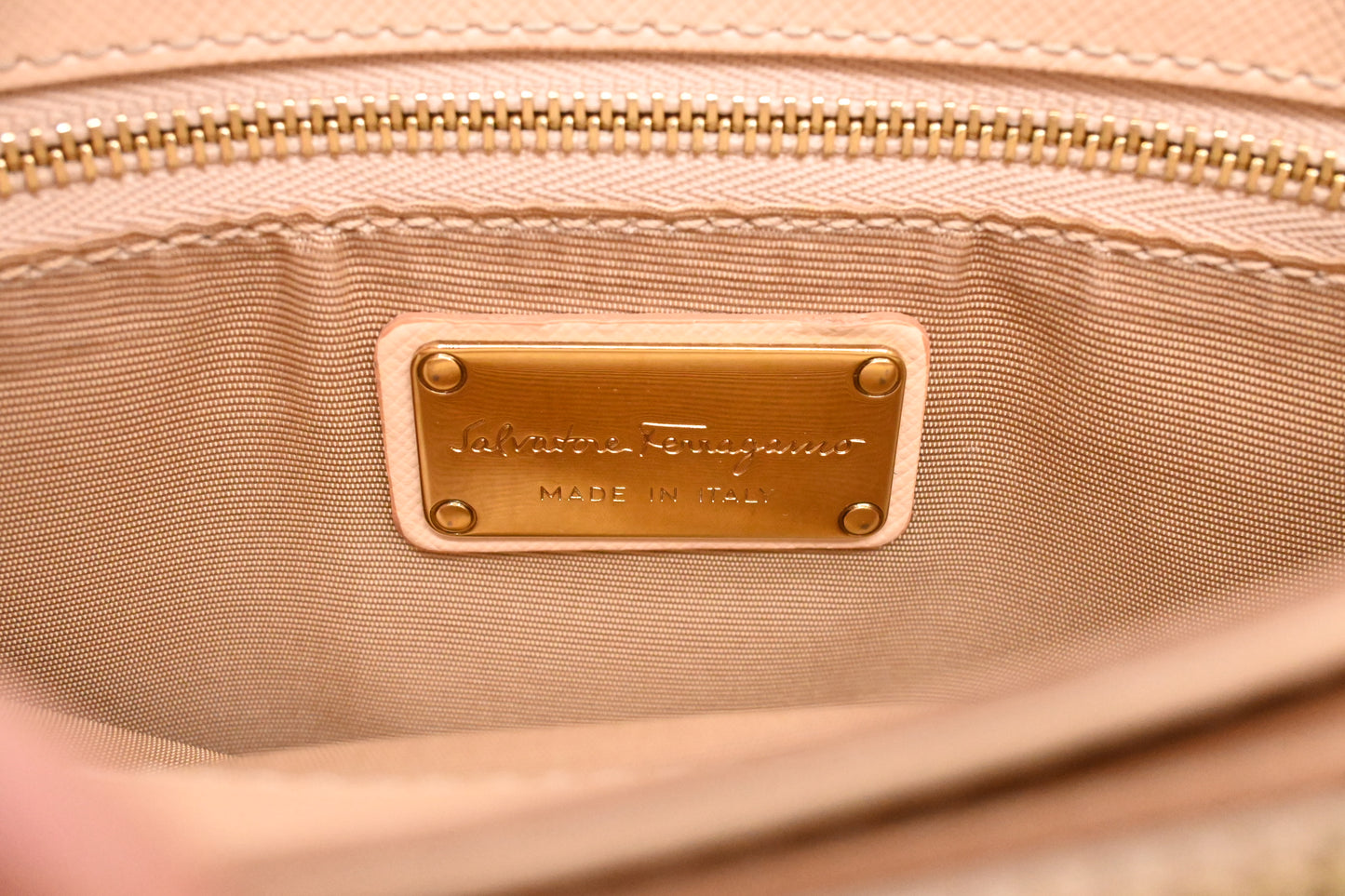 Ferragamo Vara Handbag in Peach Leather