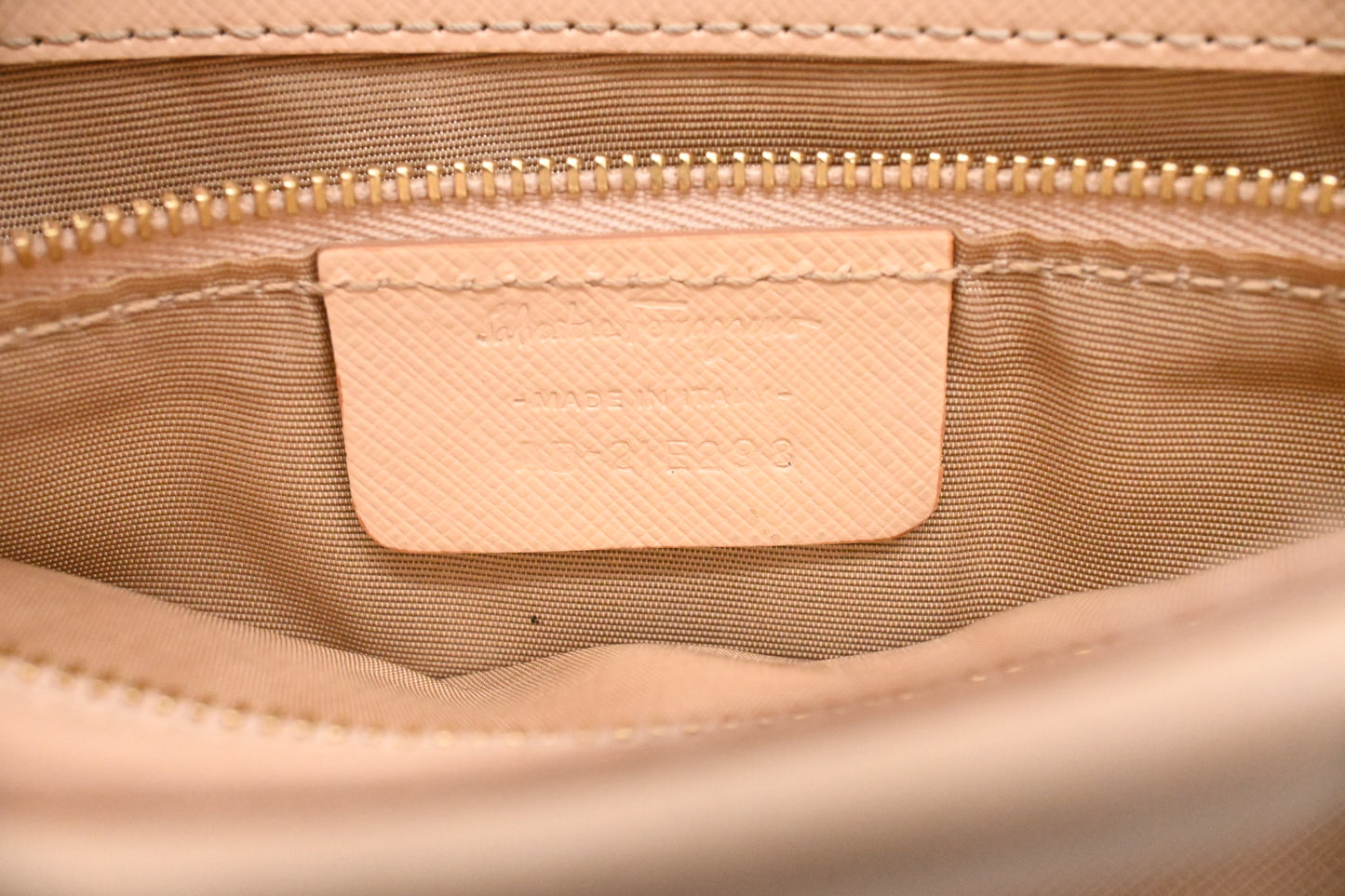 Ferragamo Vara Handbag in Peach Leather