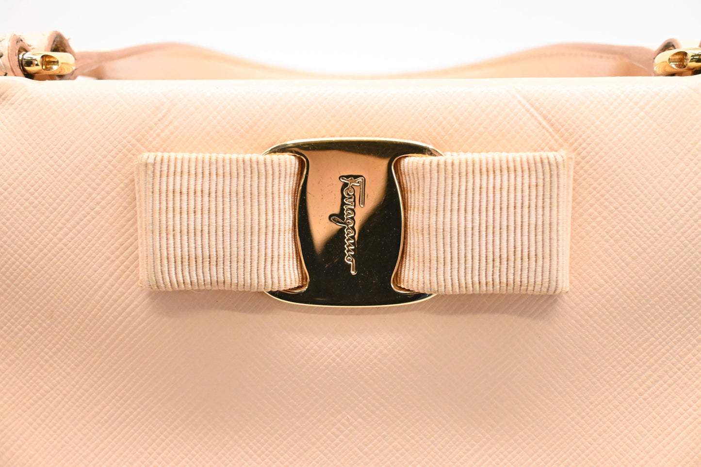 Ferragamo Vara Handbag in Peach Leather