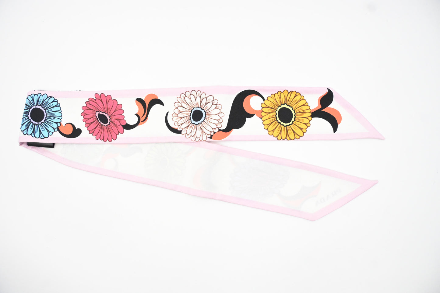 Prada Flower Twill Scarf in Multicolor Silk