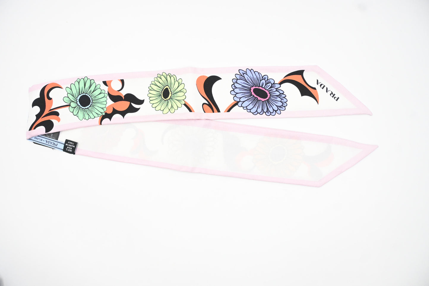 Prada Flower Twill Scarf in Multicolor Silk