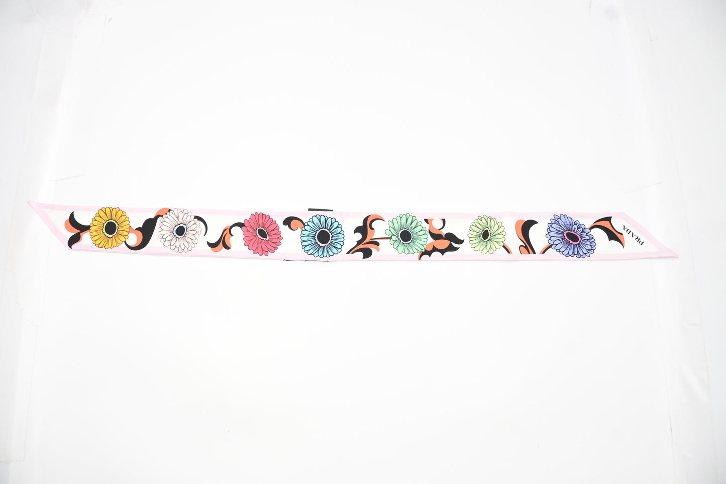 Prada Flower Twill Scarf in Multicolor Silk