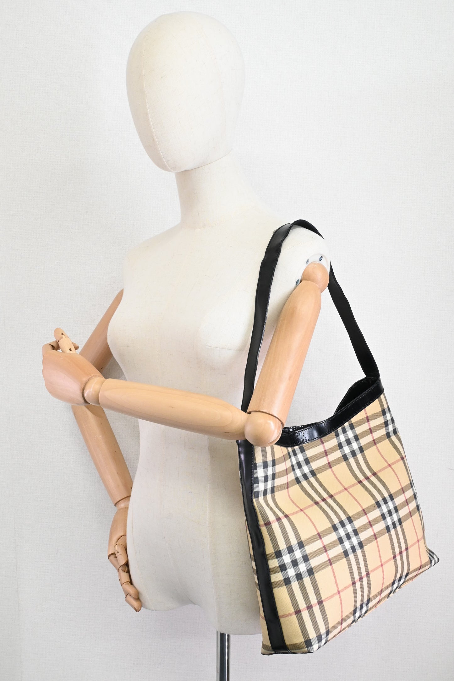 Burberry Shoulder Bag in Cream Checked Coated Canvas