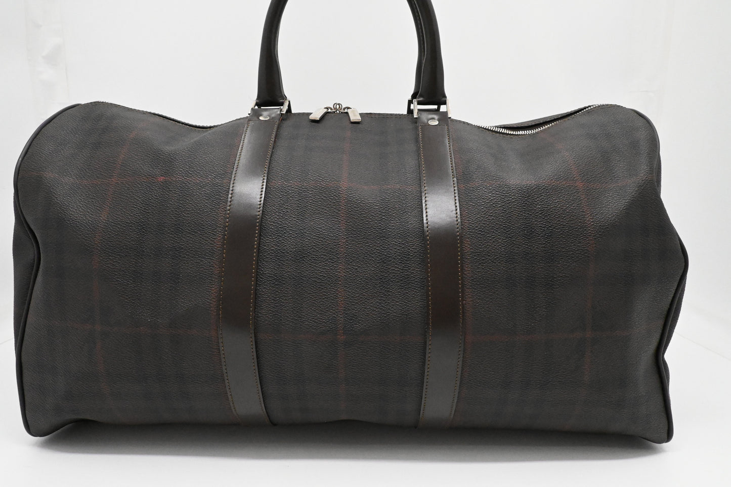Burberry Travel Bag in Brown Checked Coated Canvas