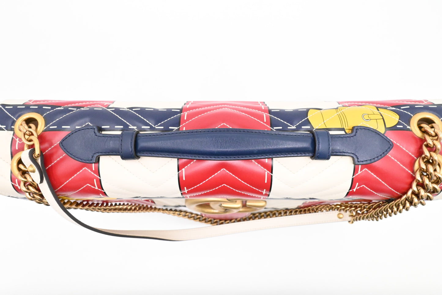 Gucci Trompe L'oeil Maxi Marmont Shoulder Bag in White, Red, and Blue Leather
