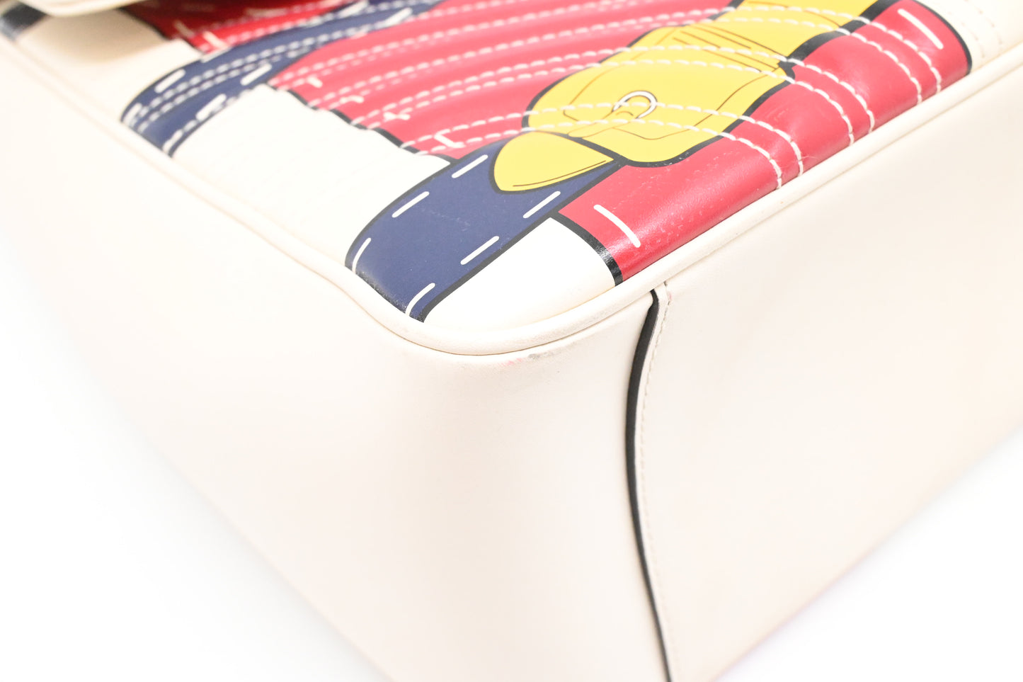 Gucci Trompe L'oeil Maxi Marmont Shoulder Bag in White, Red, and Blue Leather