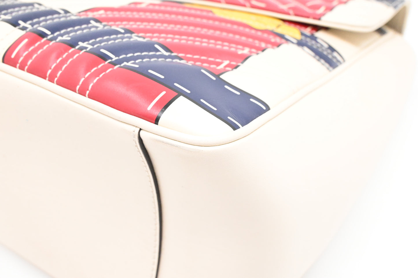 Gucci Trompe L'oeil Maxi Marmont Shoulder Bag in White, Red, and Blue Leather