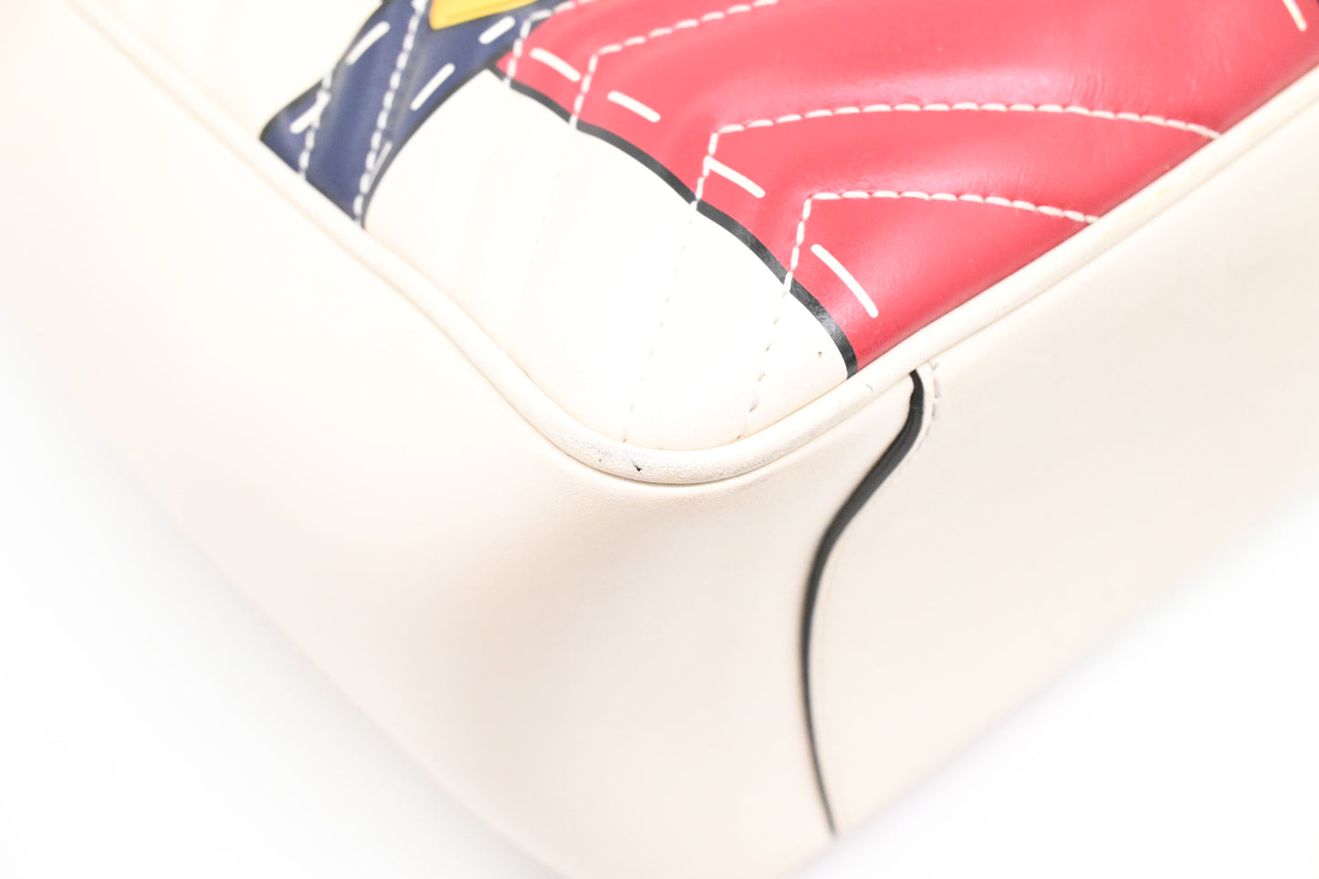 Gucci Trompe L'oeil Maxi Marmont Shoulder Bag in White, Red, and Blue Leather