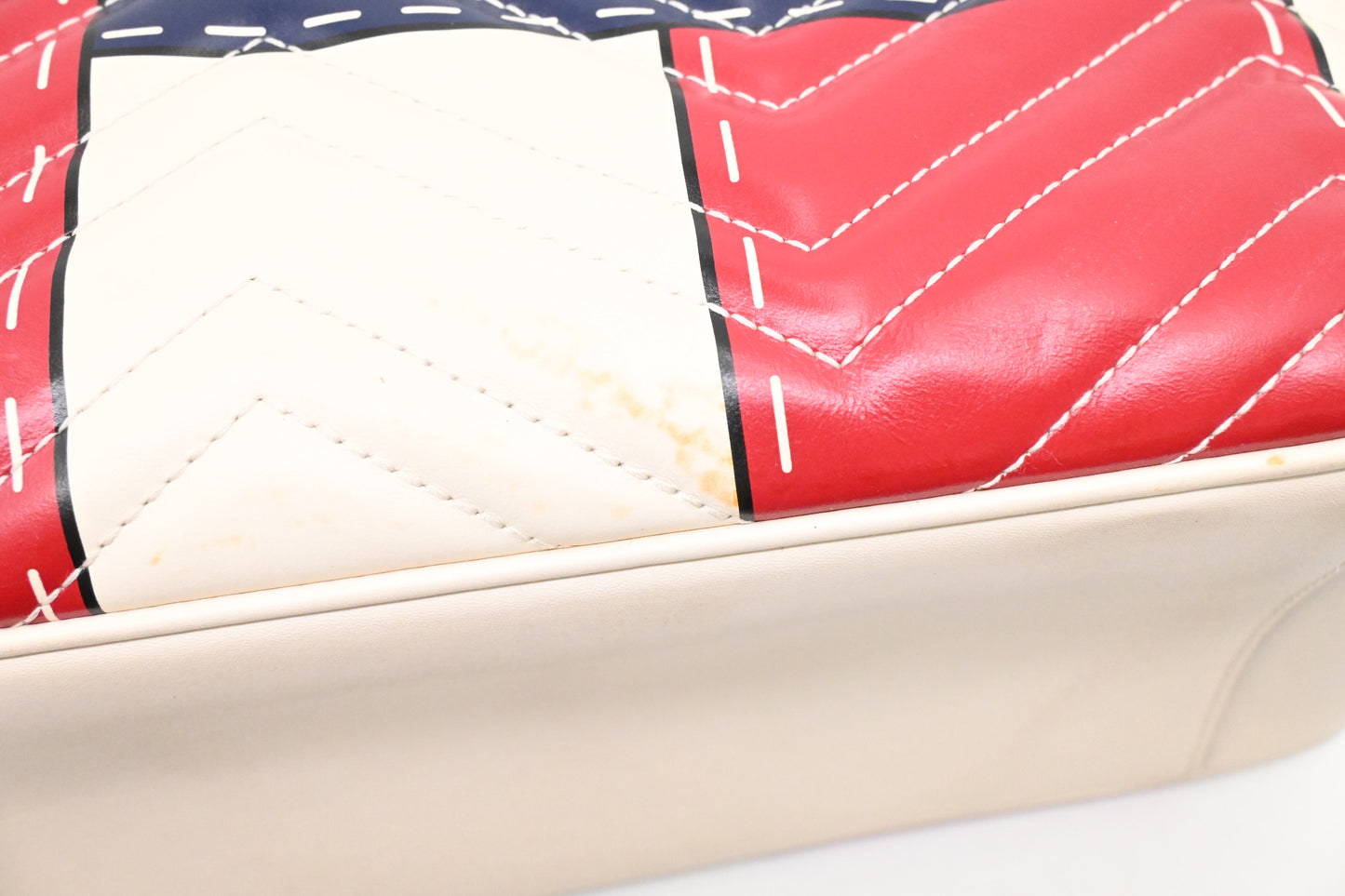 Gucci Trompe L'oeil Maxi Marmont Shoulder Bag in White, Red, and Blue Leather