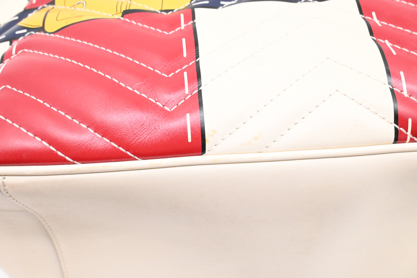 Gucci Trompe L'oeil Maxi Marmont Shoulder Bag in White, Red, and Blue Leather