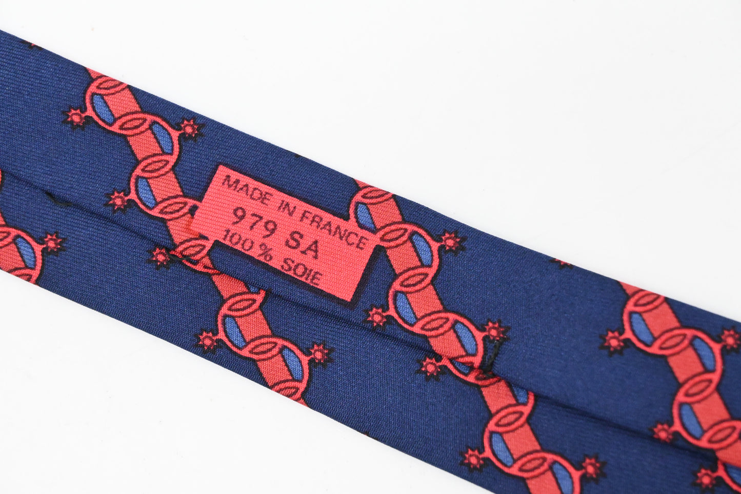 Hermes Tie in Blue and Red Silk