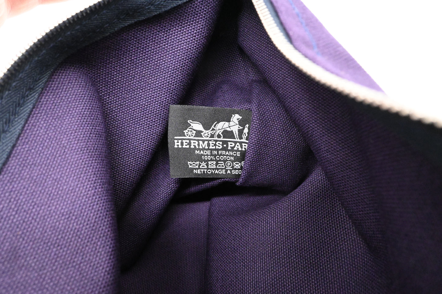 Hermes Bain Pouch in Purple Canvas
