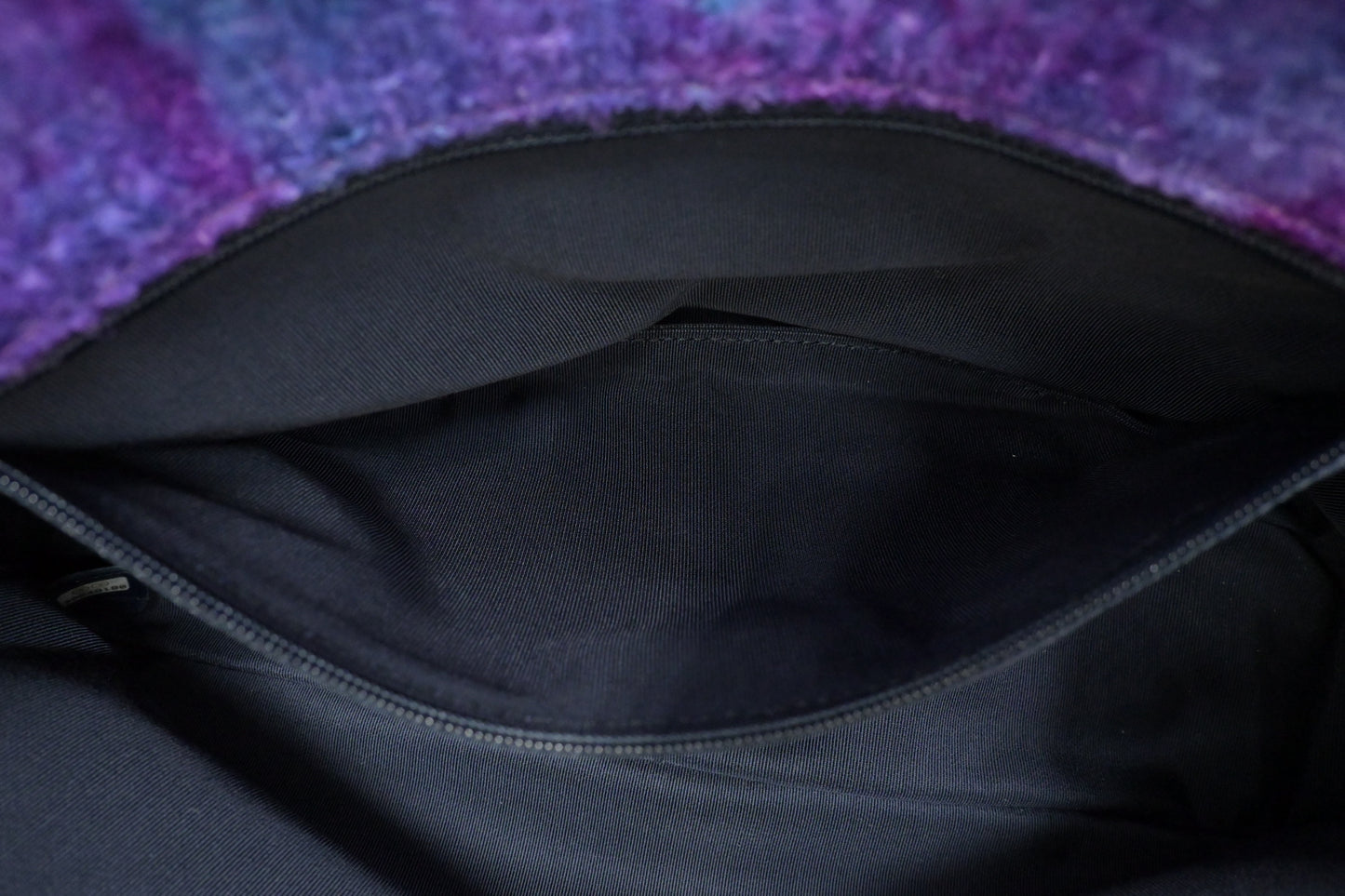 Chanel Large 19 in Black, Blue, and Purple Ombre Wool Tweed