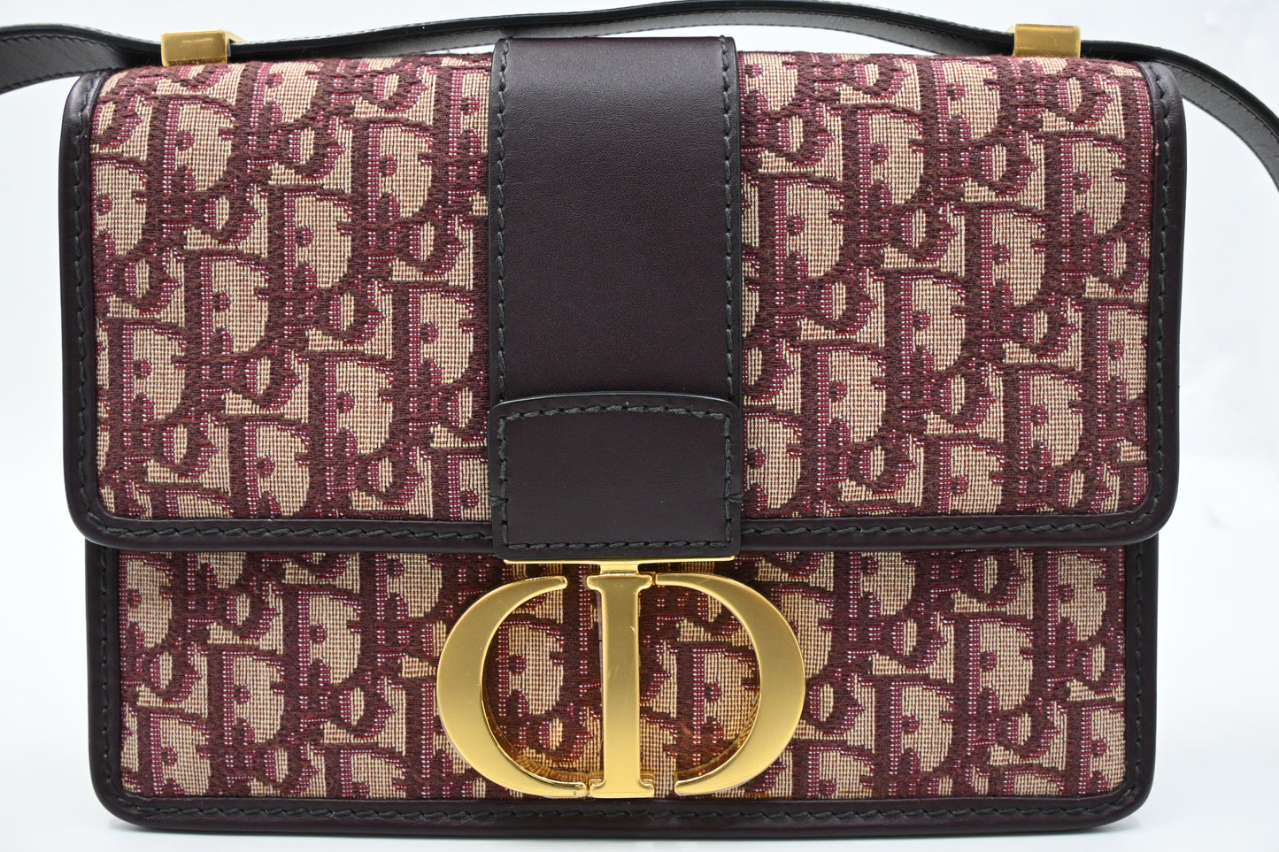 Dior Montaigne 30 in Burgundy Oblique Canvas