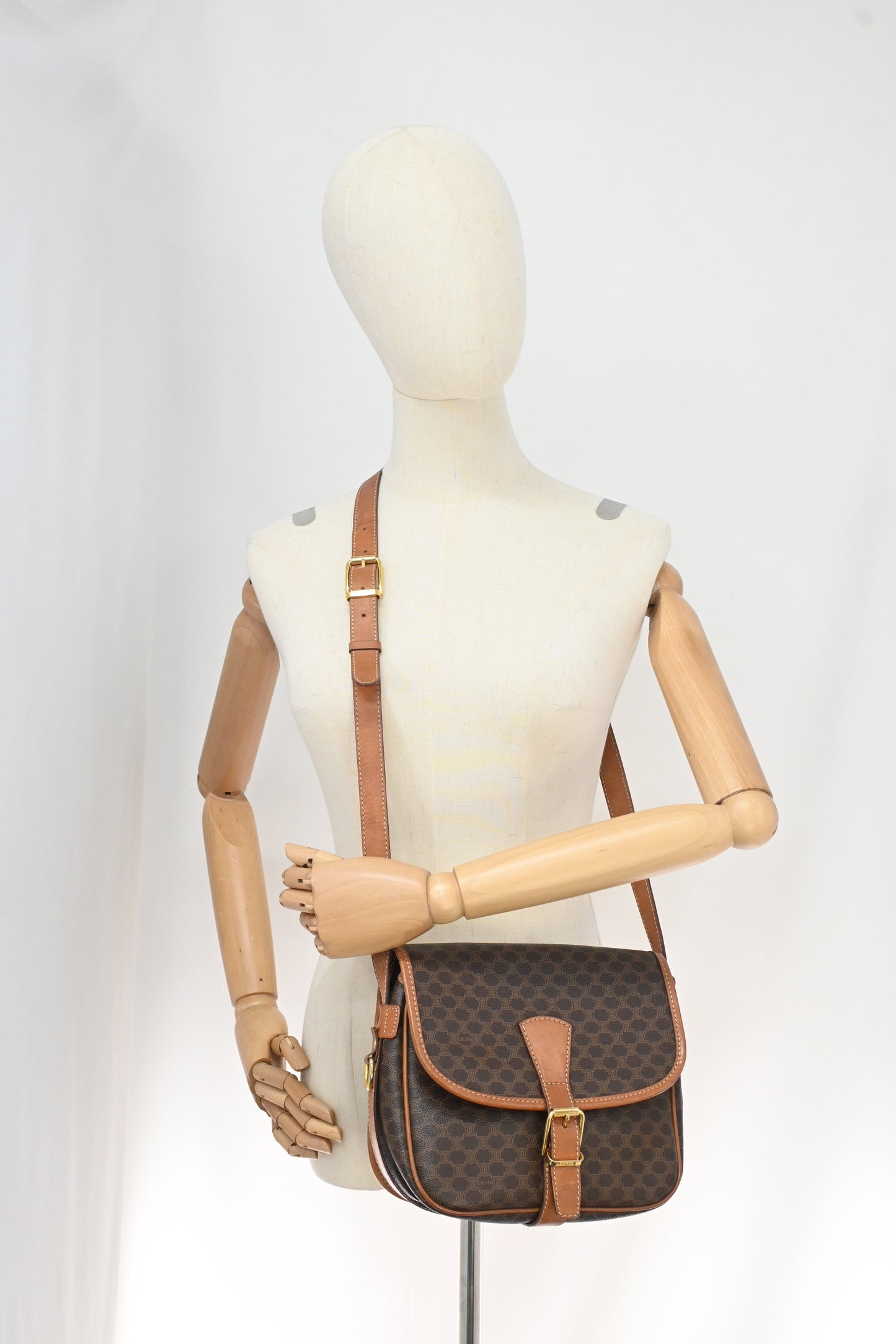 Celine Crossbody Bag in Brown Macadam Canvas