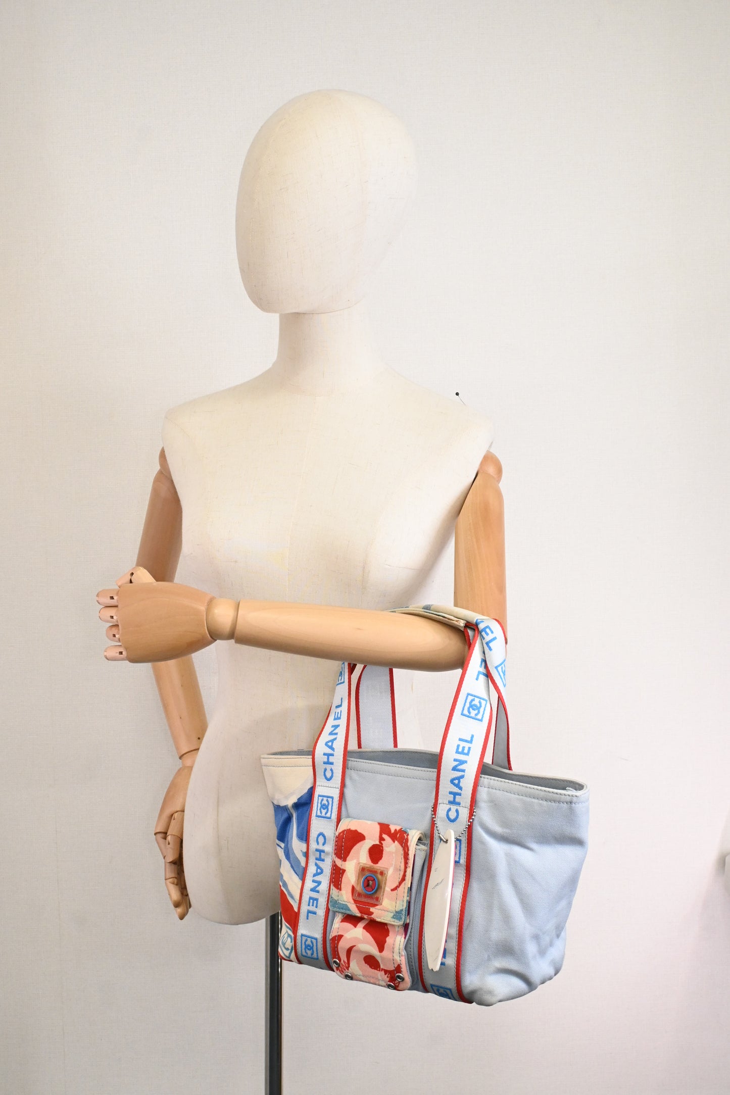 Chanel Small Surf Line Tote in Light Blue Canvas