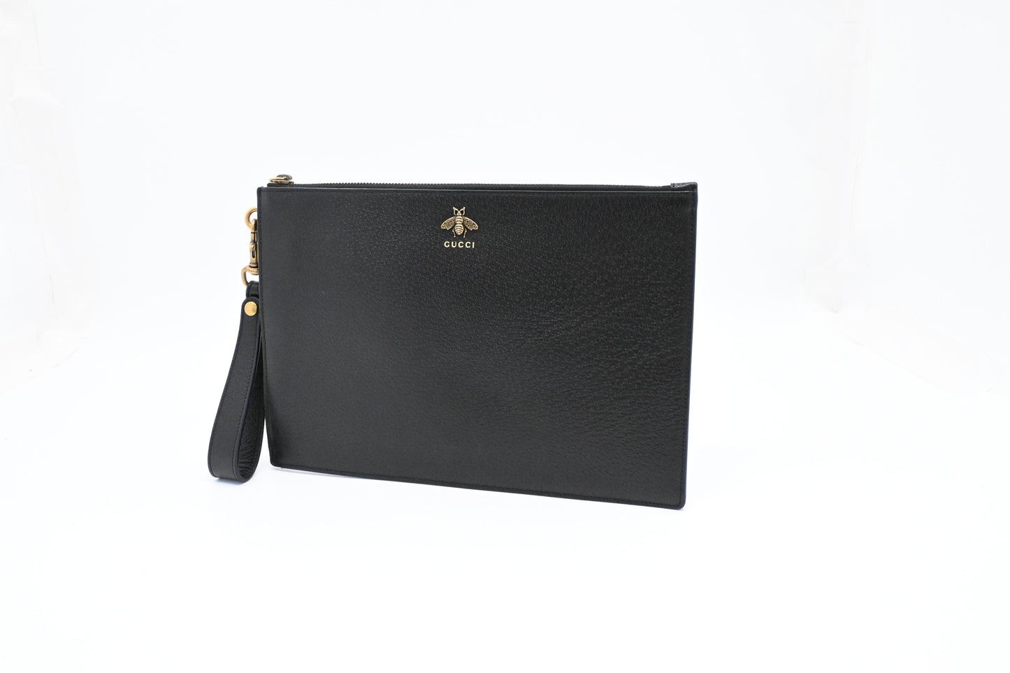 Gucci Bee Clutch in Black Leather