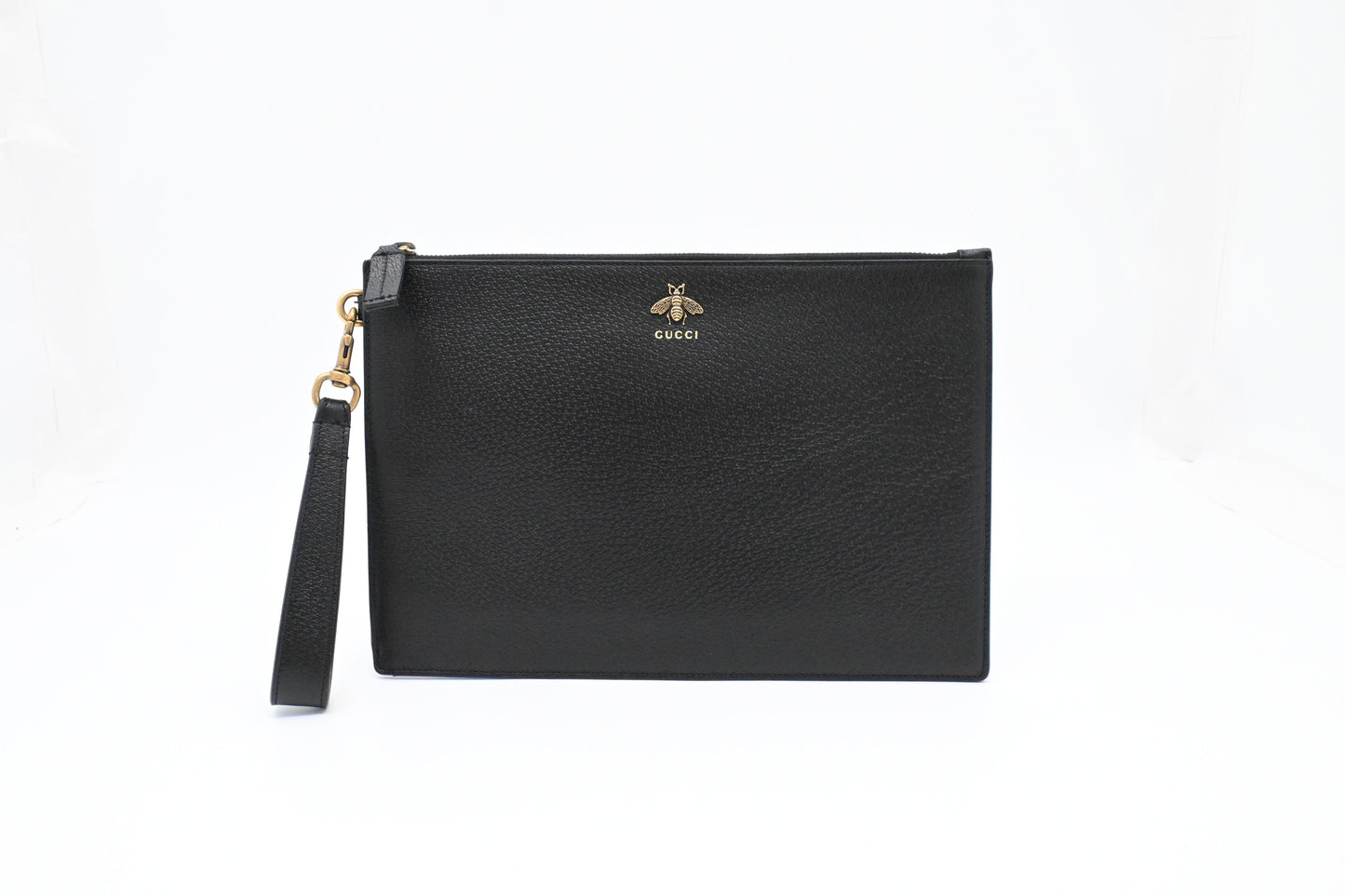Gucci Bee Clutch in Black Leather