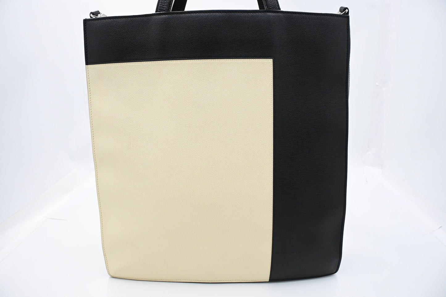 Valextra Boxy Tote in Black and Cream Leather