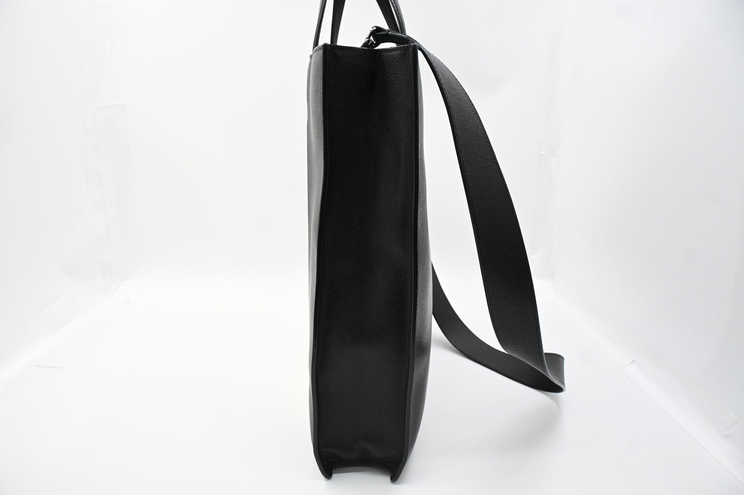 Valextra Boxy Tote in Black and Cream Leather