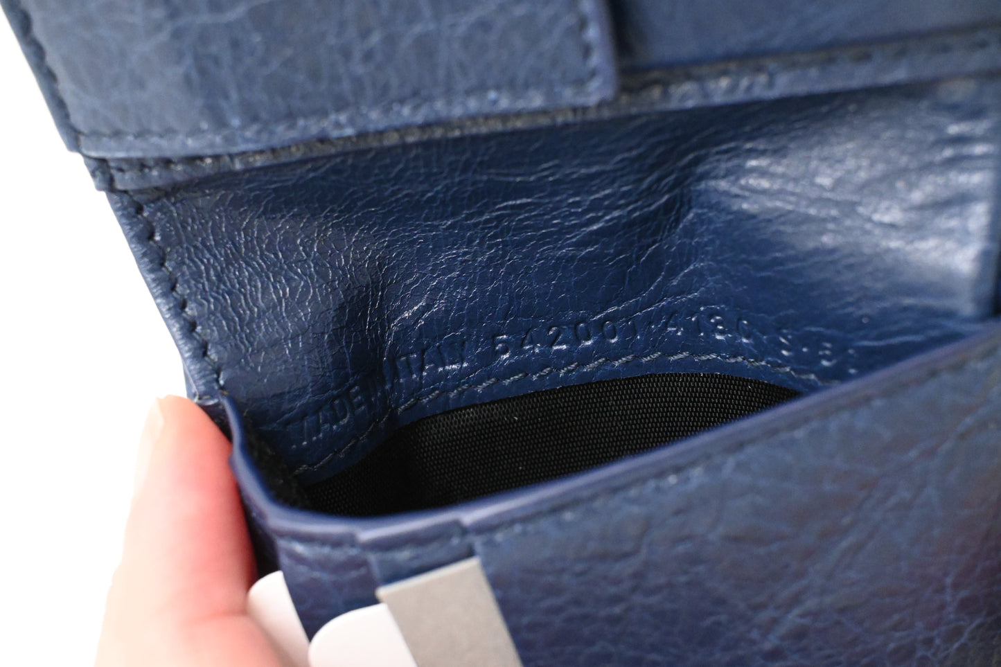 Balenciaga Bifold Wallet in Navy Blue Leather