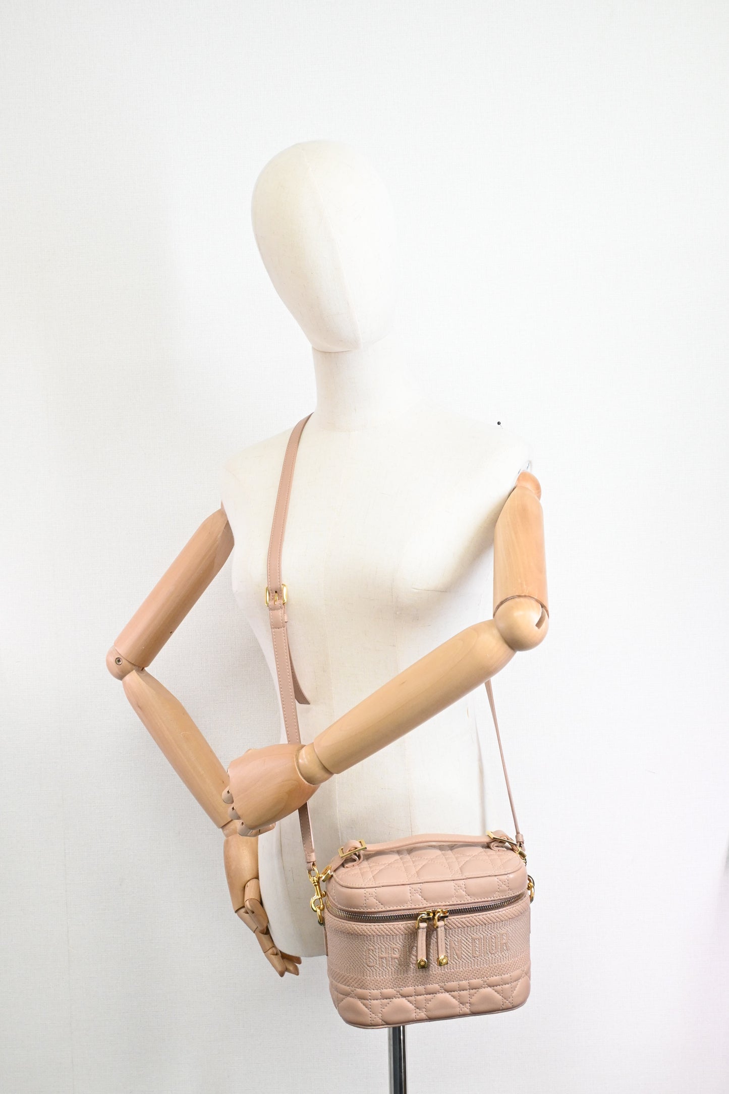 Dior Small DiorTravel Vanity Case in Nude Pink Cannage Leather