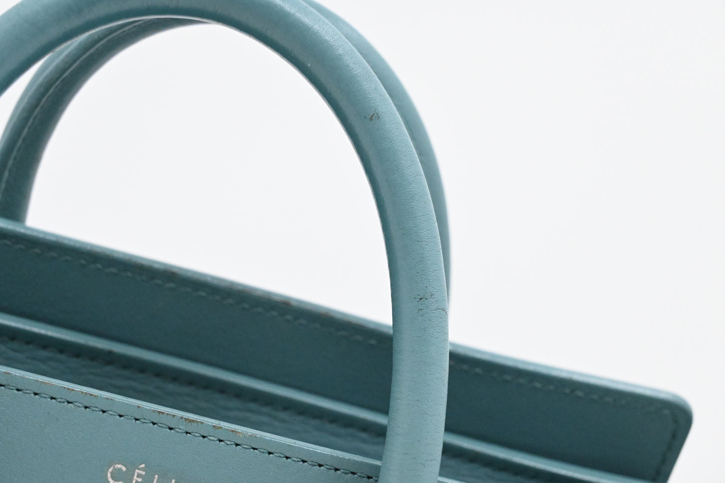 Celine Nano Luggage in Teal Leather