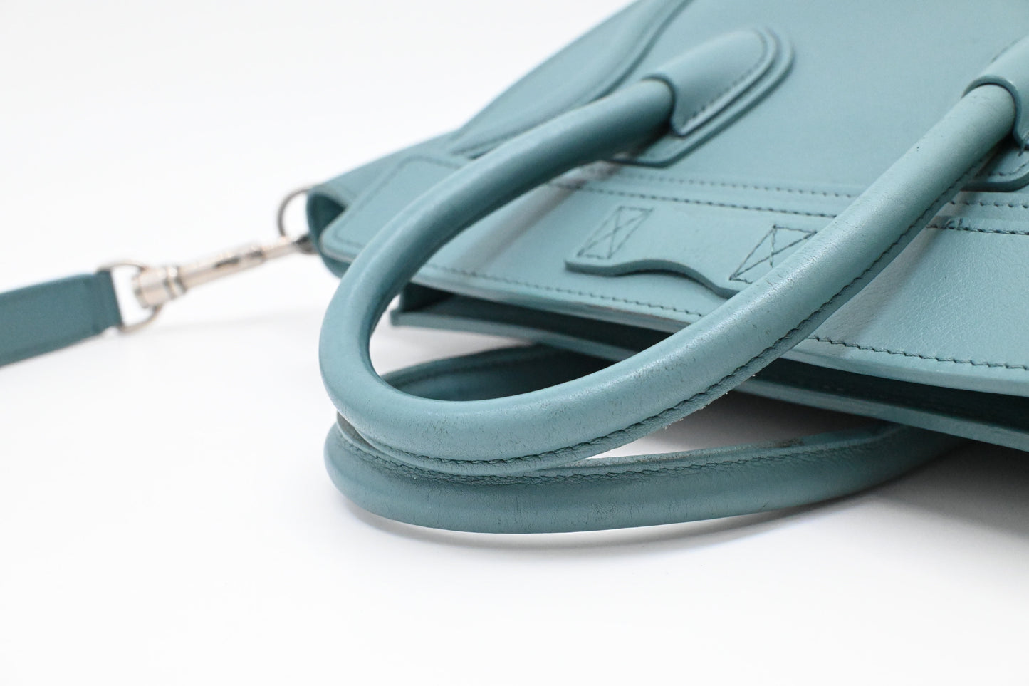 Celine Nano Luggage in Teal Leather