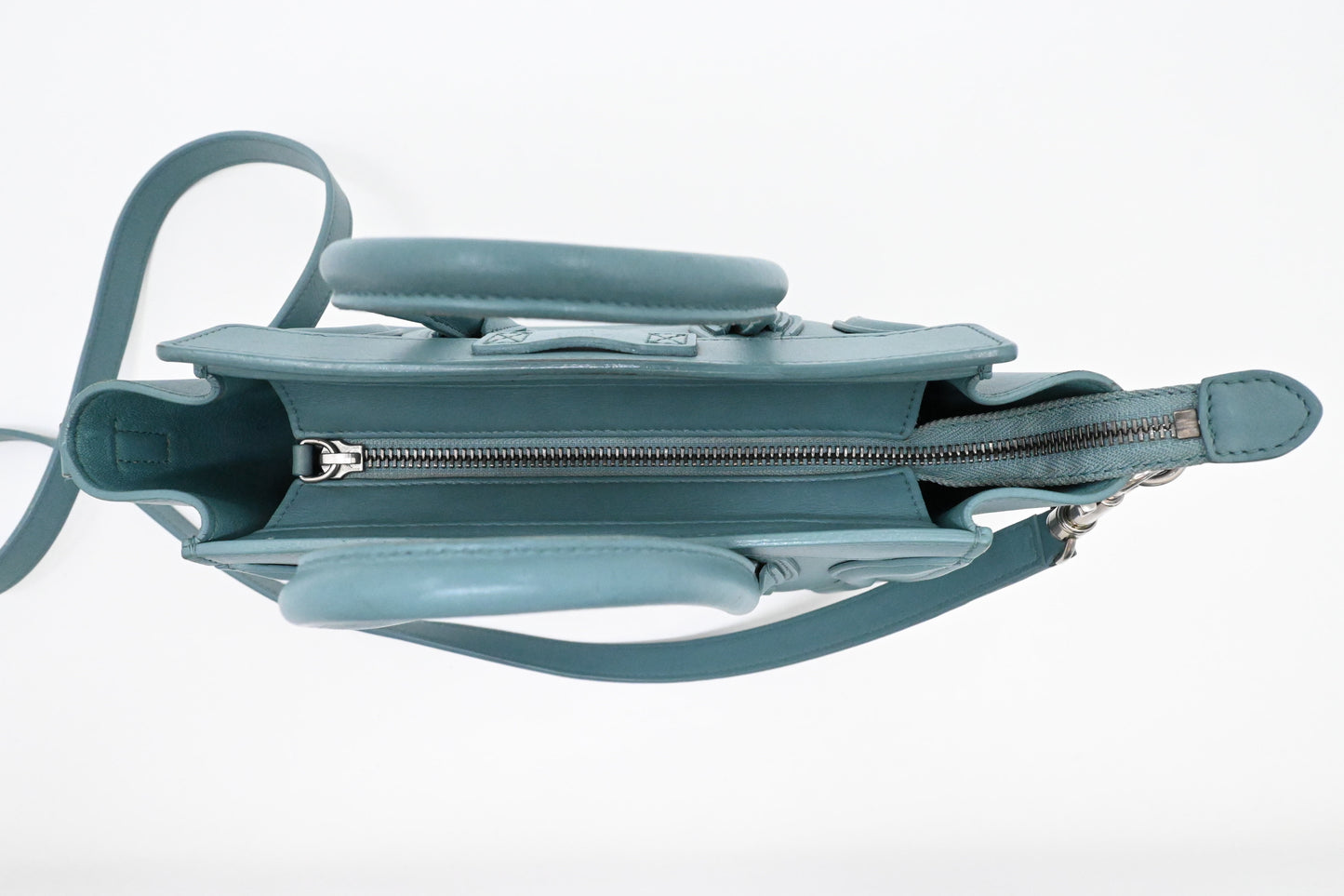 Celine Nano Luggage in Teal Leather