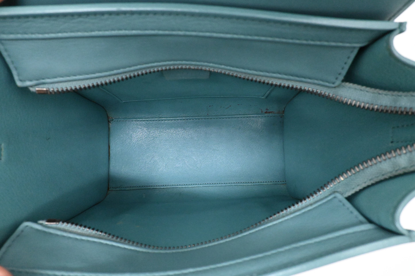 Celine Nano Luggage in Teal Leather