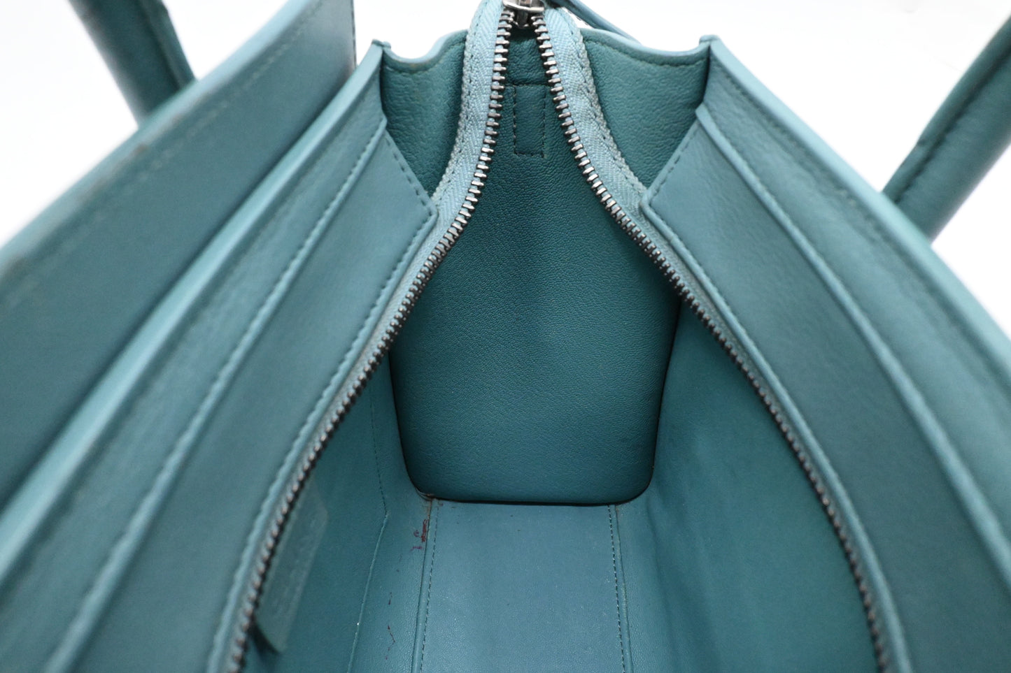Celine Nano Luggage in Teal Leather