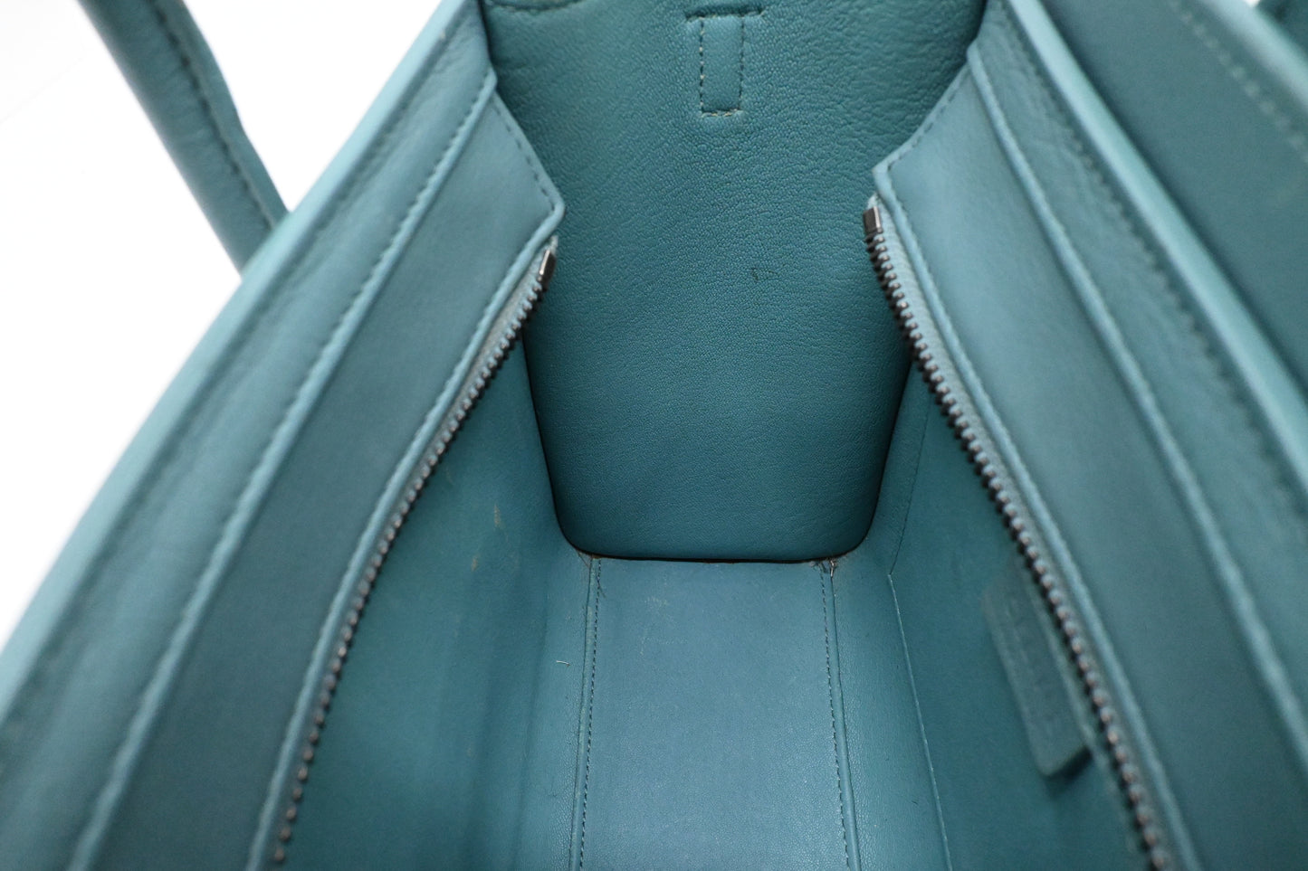 Celine Nano Luggage in Teal Leather