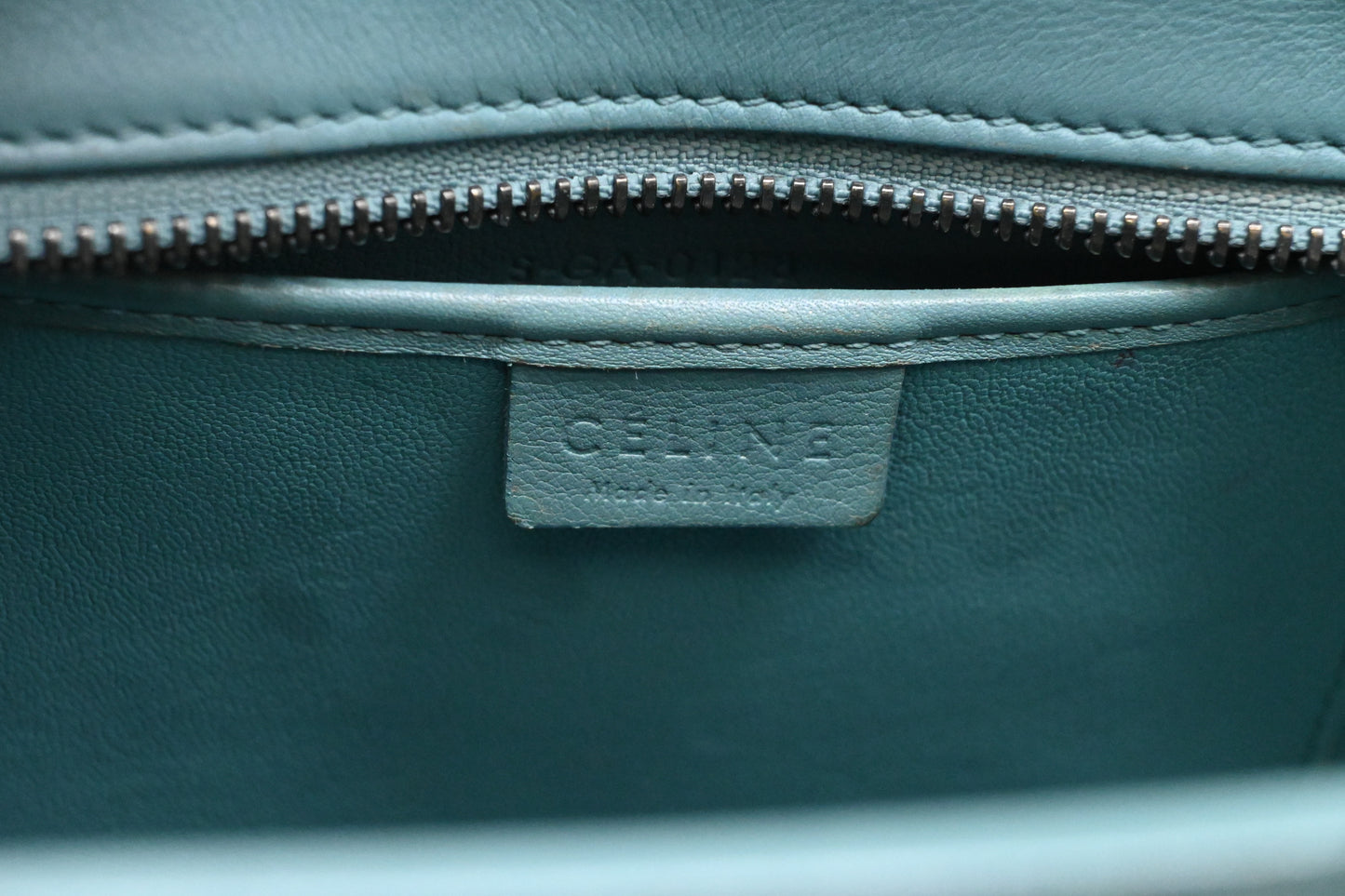 Celine Nano Luggage in Teal Leather