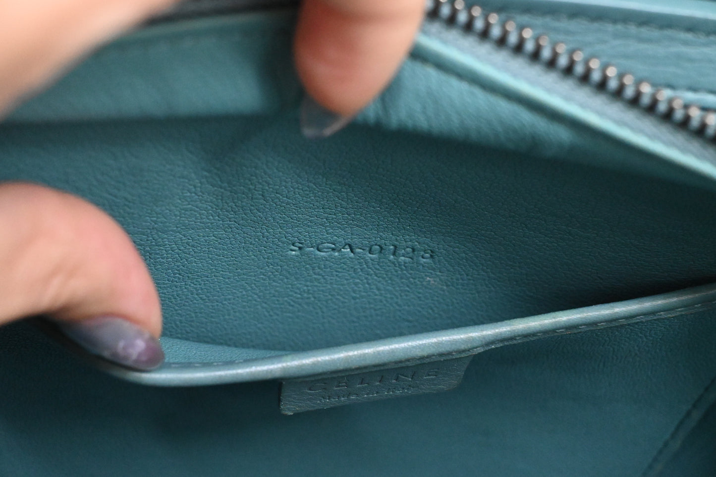 Celine Nano Luggage in Teal Leather