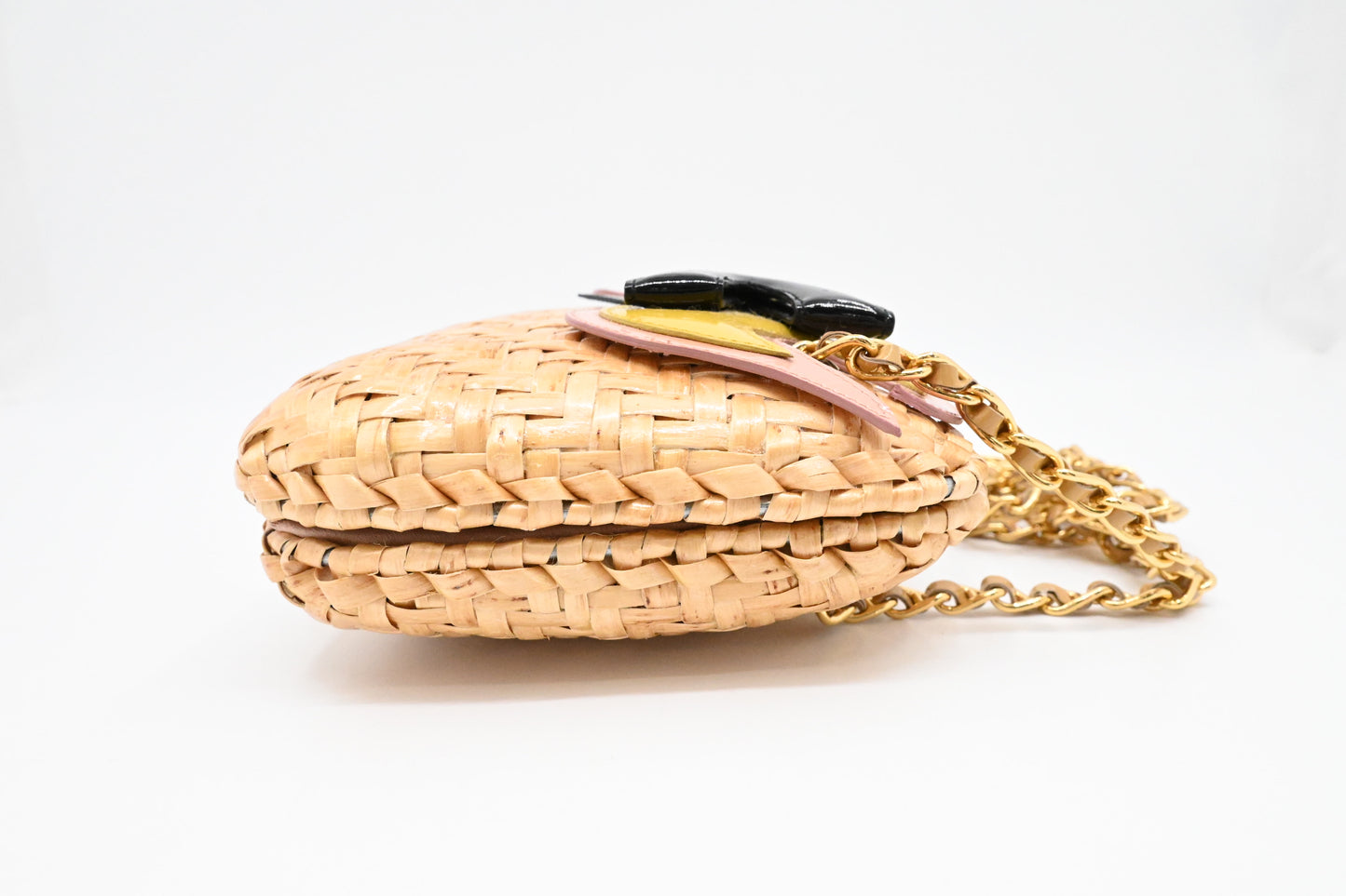 Prada Shoulder Bag in Wicker and Patent Leather