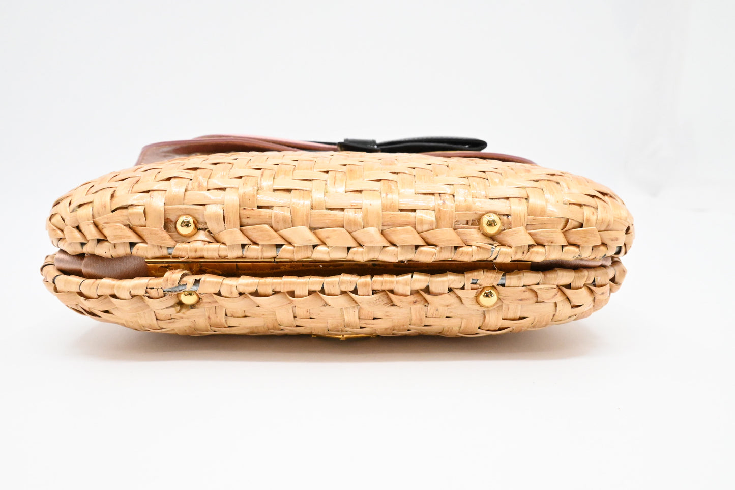 Prada Shoulder Bag in Wicker and Patent Leather