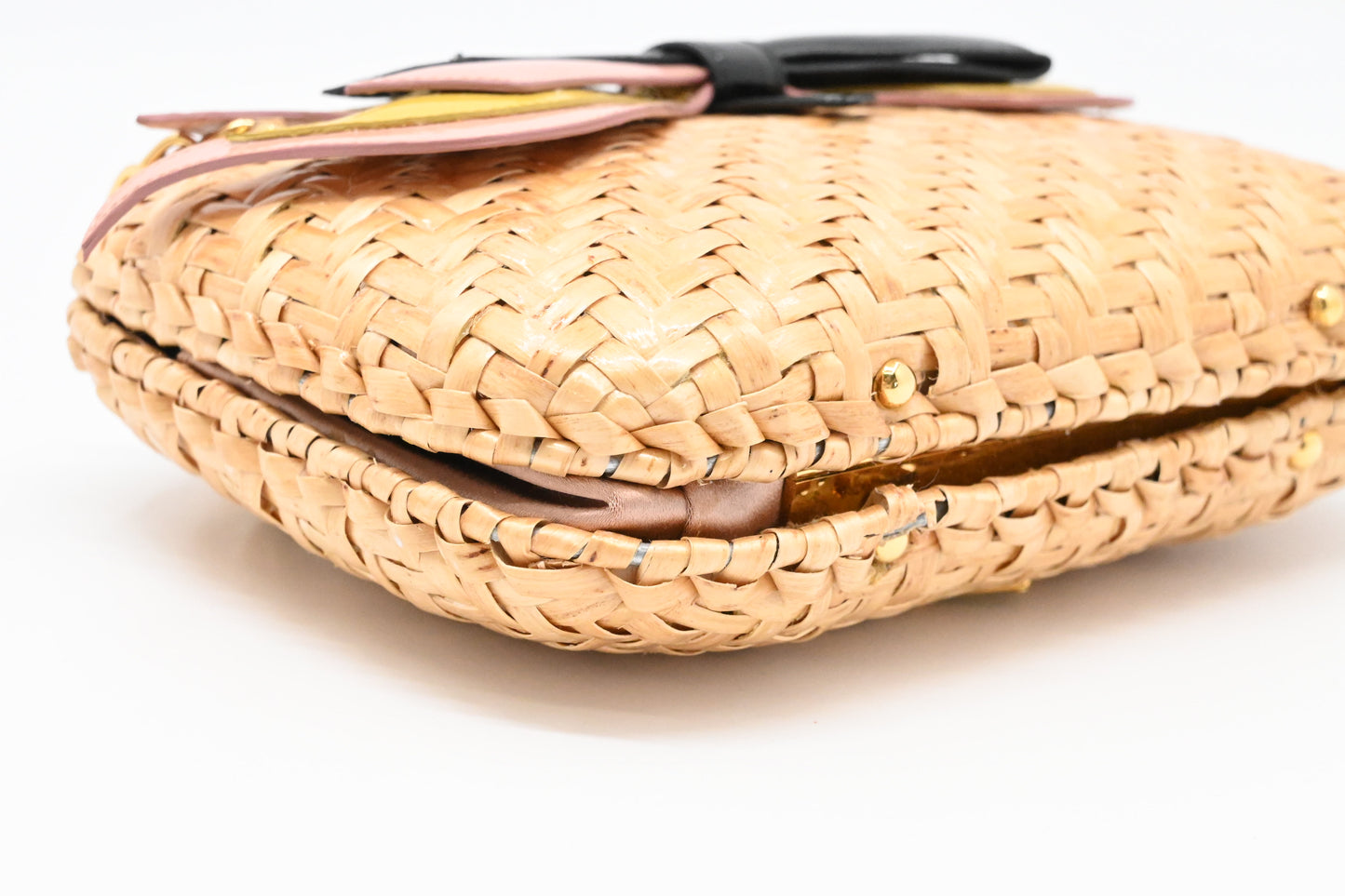 Prada Shoulder Bag in Wicker and Patent Leather