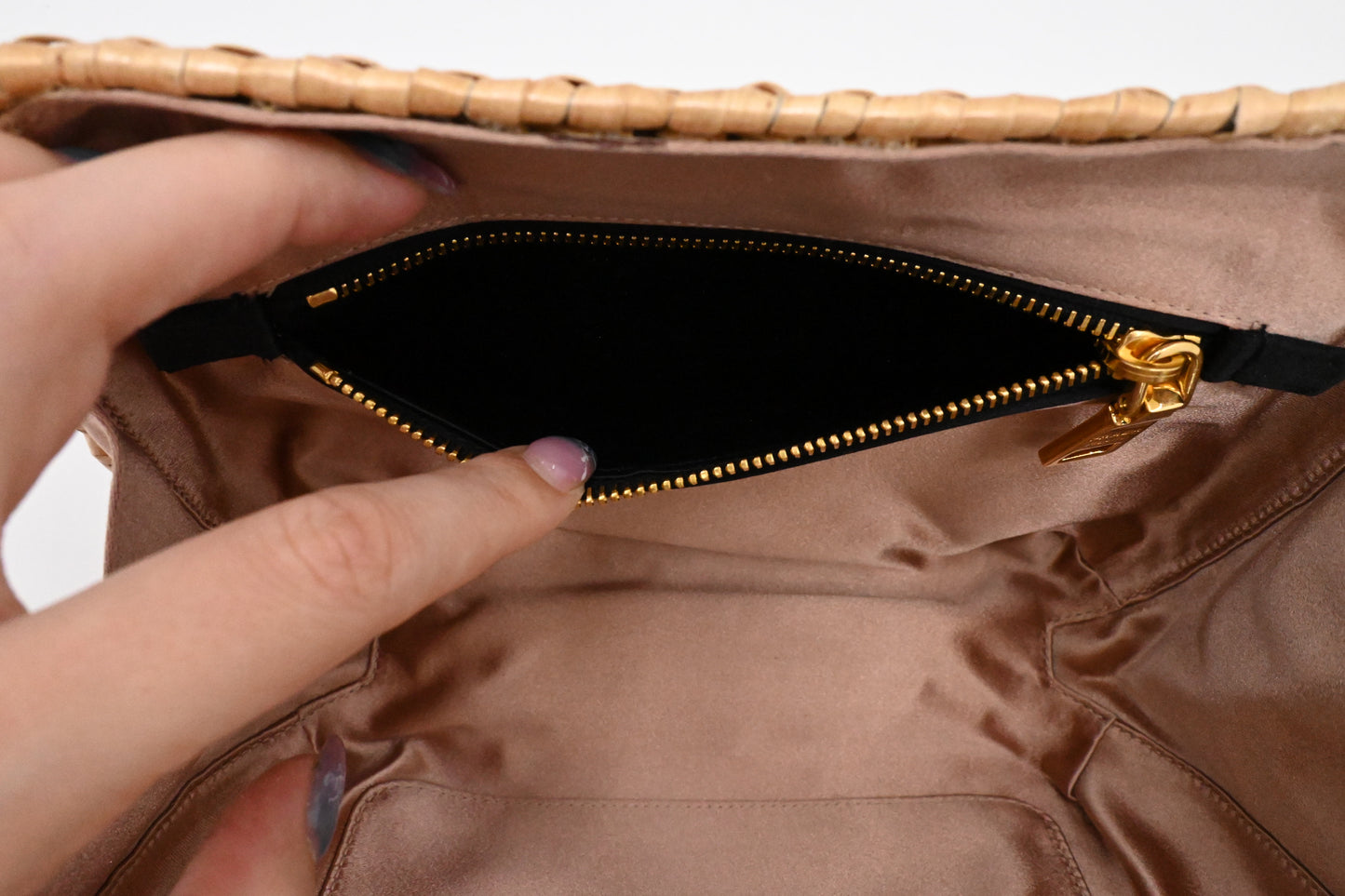 Prada Shoulder Bag in Wicker and Patent Leather