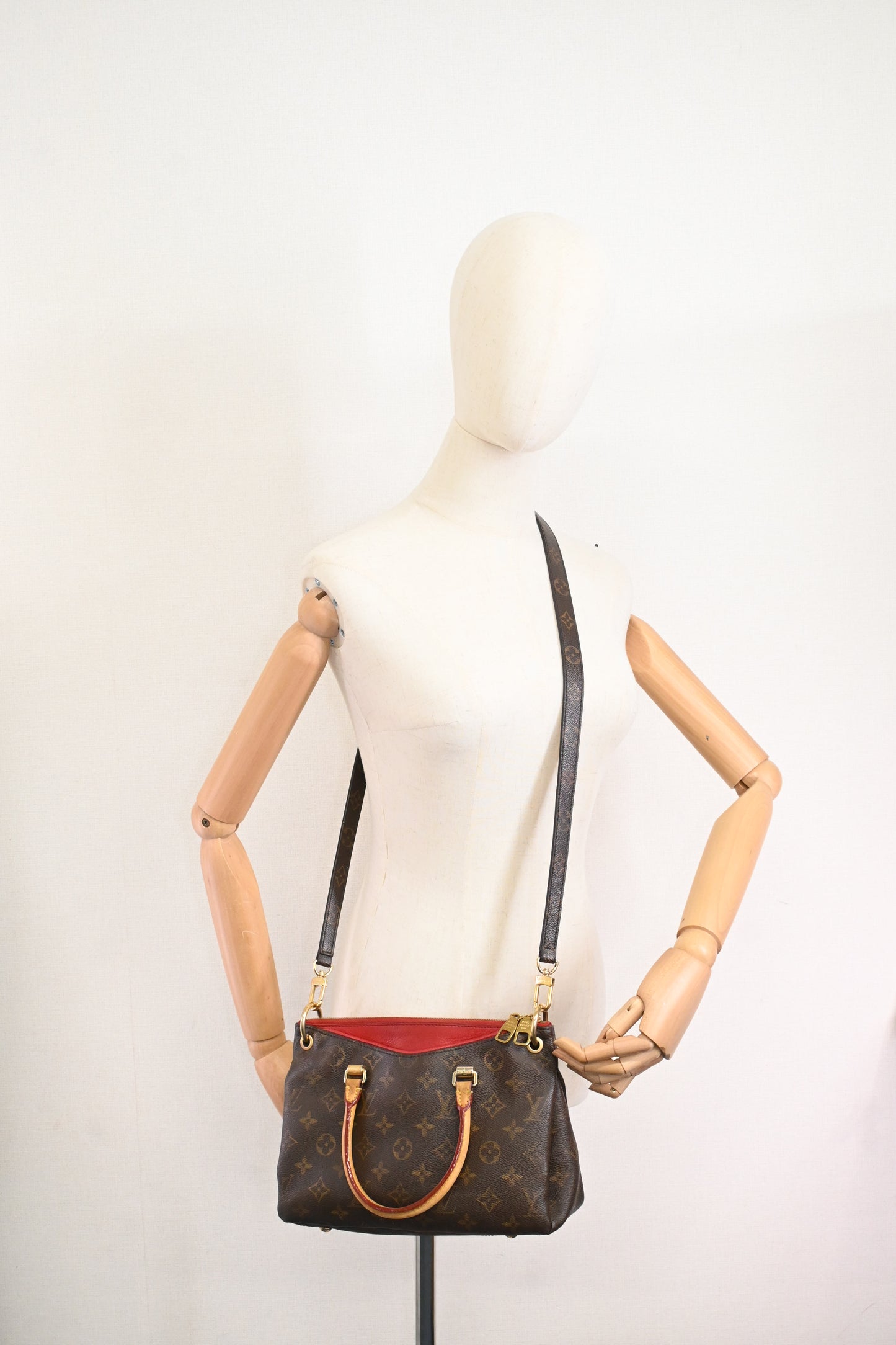 Louis Vuitton Pallas BB in Monogram Canvas & Red Leather