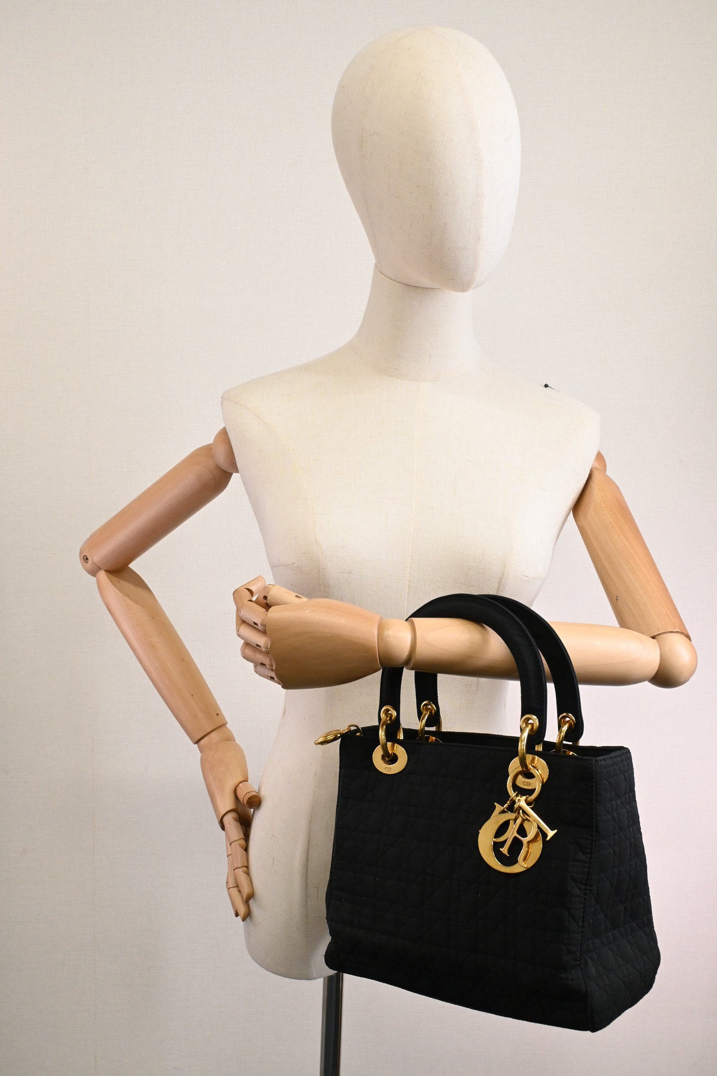 Dior Small Lady Dior in Black Cannage Nylon